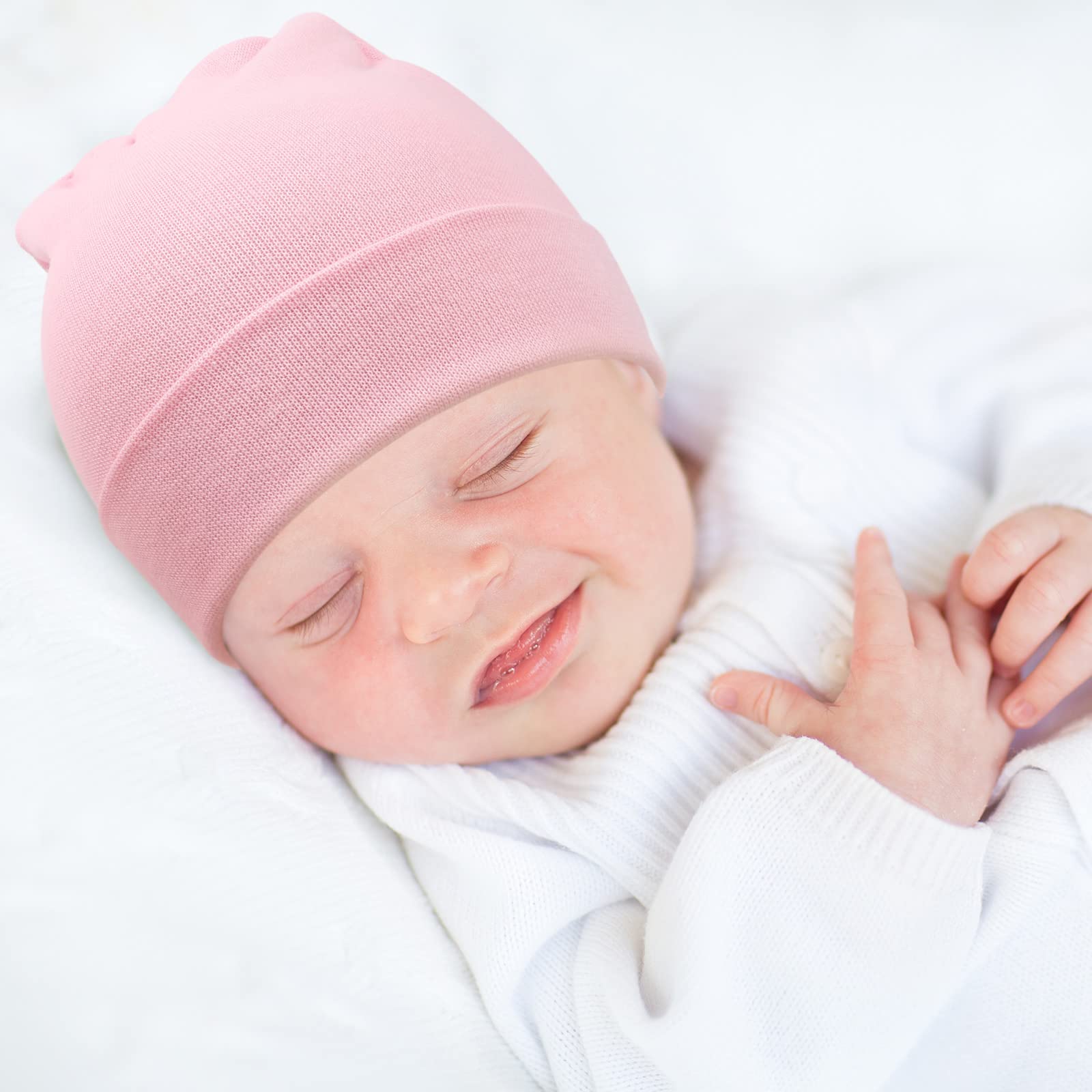 DRESHOW BQUBO 6 Pack Baby Beanie Hats for Unisex Infant Toddler Cotton Beanie Newborn Hospital Hat for Boys Girls 0-6 Months