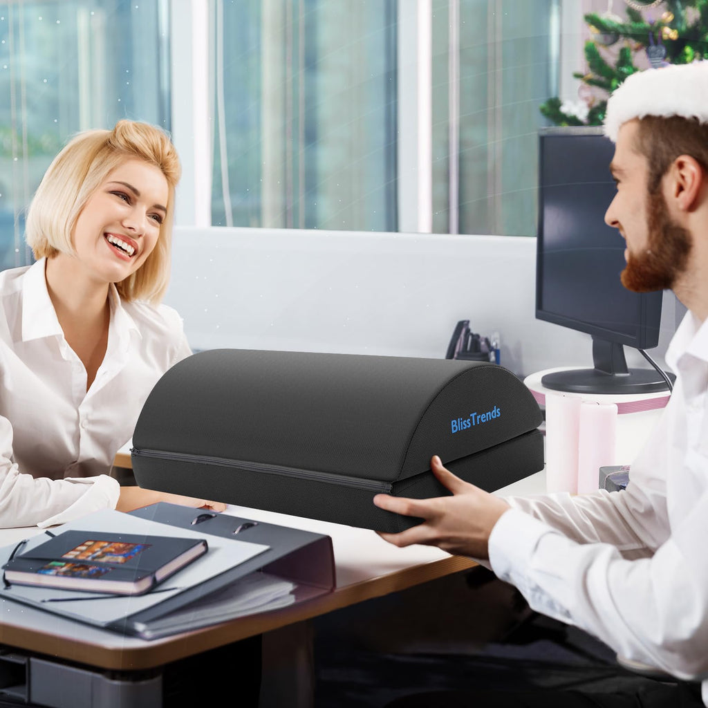 BlissTrends Foot Rest for Under Desk at Work-Versatile Foot Stool with Washable Cover-Comfortable Footrest with 2 Adjustable Heights for Car,Home and Office to Relieve Back,Lumbar,Knee Pain-Black