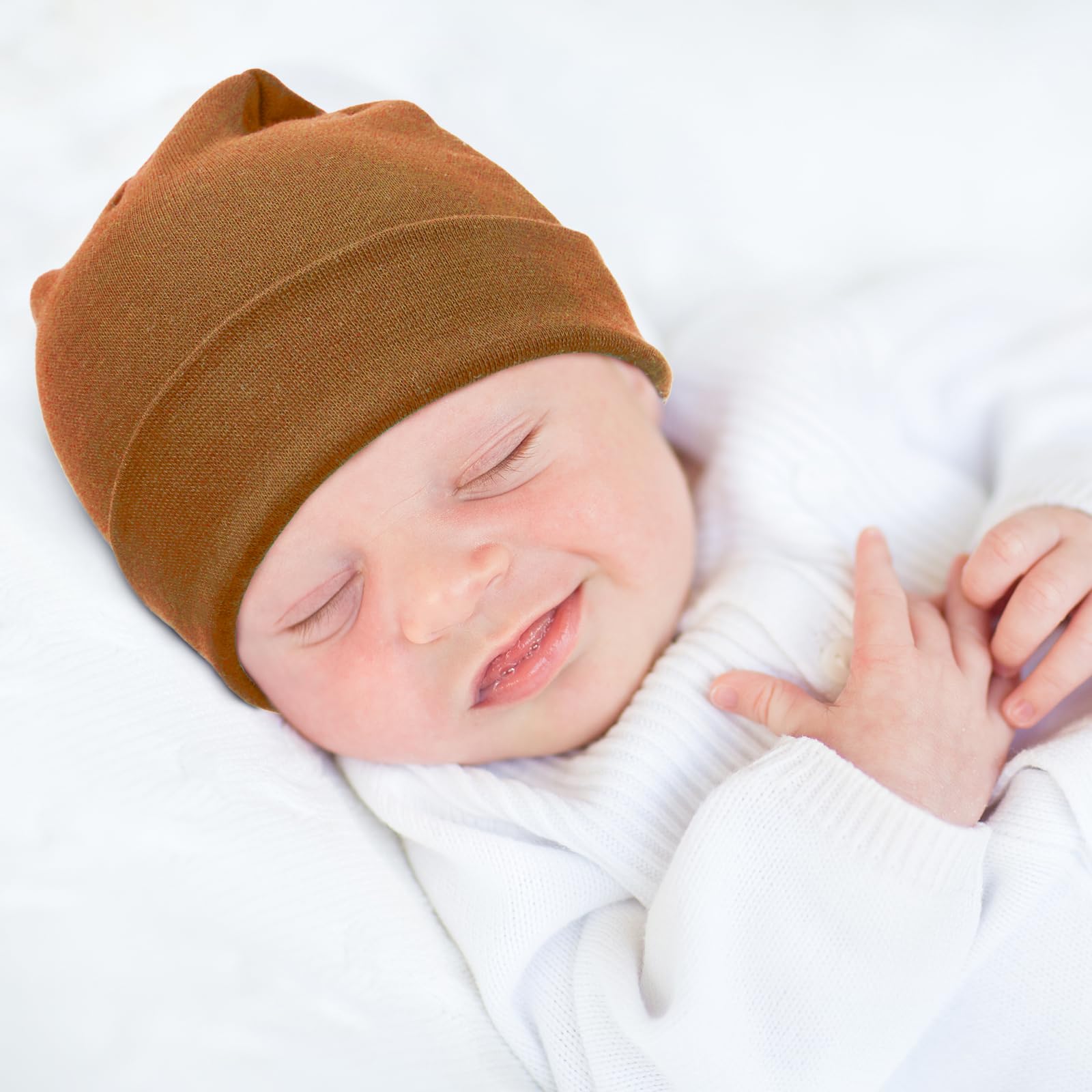 DRESHOW BQUBO 6 Pack Baby Beanie Hats for Unisex Infant Toddler Cotton Beanie Newborn Hospital Hat for Boys Girls 0-6 Months