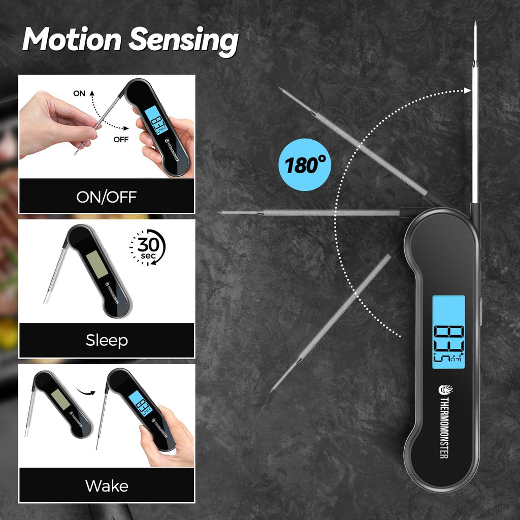 0.5 Sec Instant Read Meat Thermometer Digital with ±0.5℉ Precision, Food Thermometer for Cooking Kitchen Gadgets, Oven Grill Candy BBQ Essentials Accessories, Gifts for Him Dad Men Birthday, Red