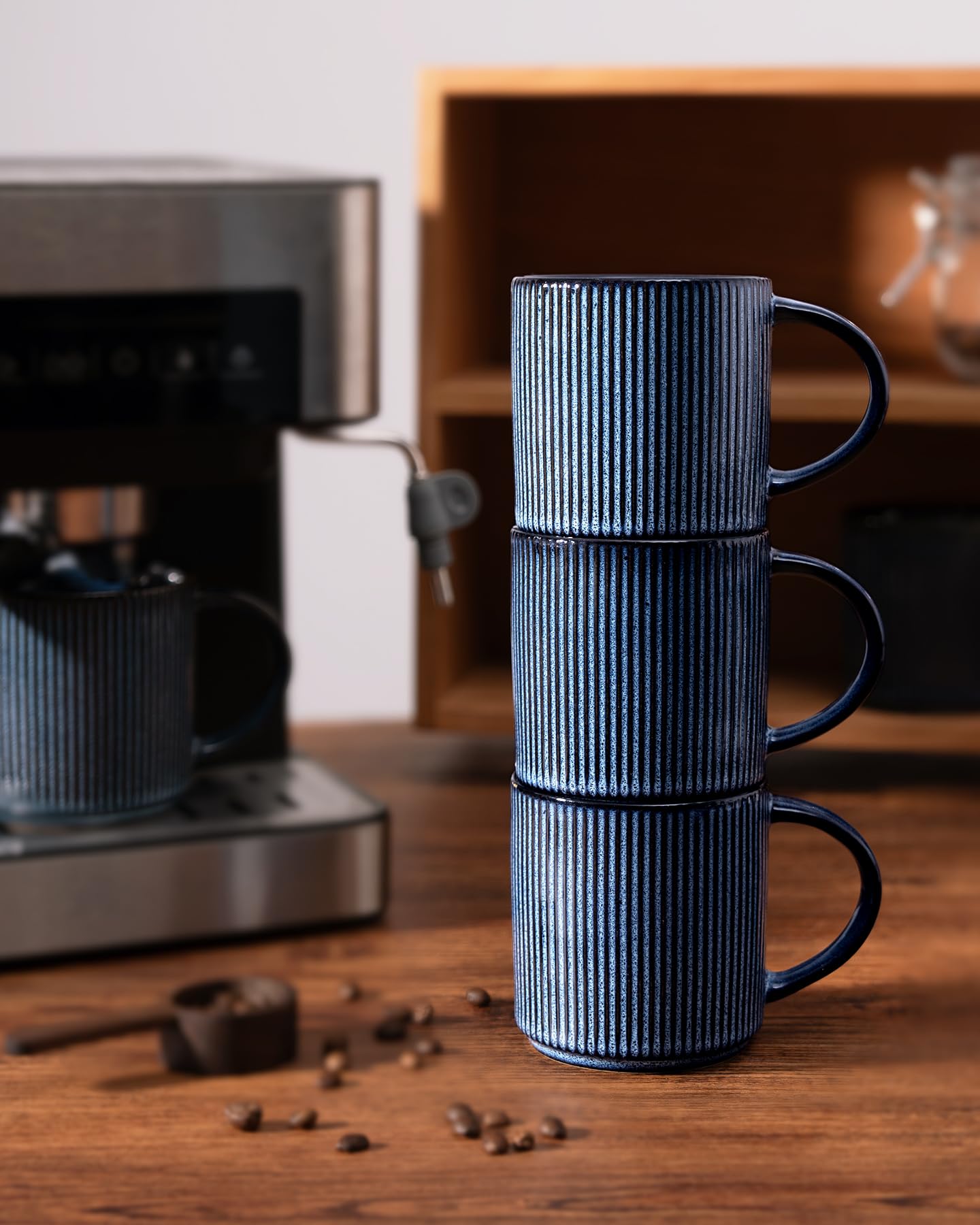 famiware Coffee Mugs Set of 6, Starlight 11 oz Mug Cup Set with Handle for Coffee, Tea, Cocoa, Milk - Ceramic Stoneware Mug Set, Matte Black Grey