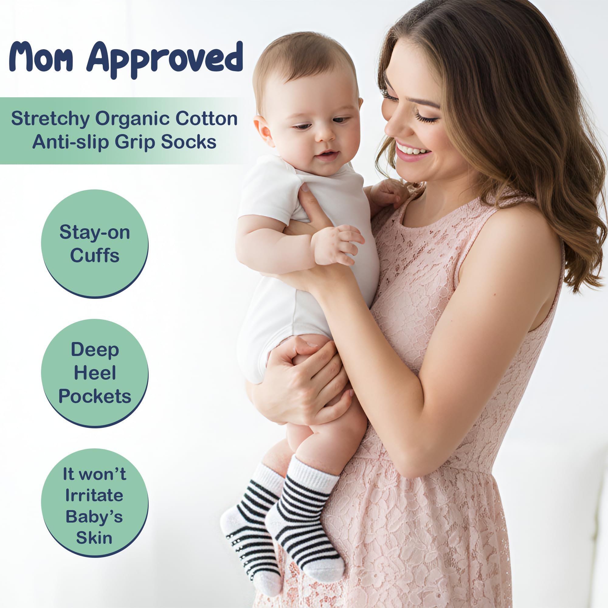 Mother's Choice Organic Cotton Baby Socks Infant 0-6 Months - 12 pairs Soft, Cozy, and Gentle Newborn Socks for Girls & Boys, Perfect Baby Gift for Everyday Wear, and Infant Comfort