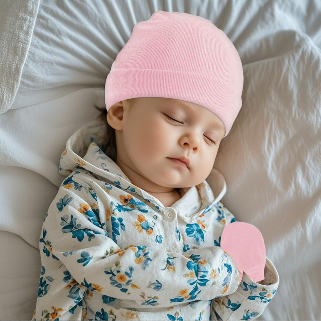Fecawd Baby Hats and Mittens Newborn Hats Gloves Infant Beanie Soft Cap Mitten Sets for 0-6 Months Boys Girls