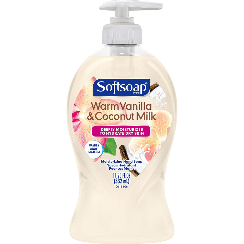 Softsoap Deeply Moisturizing Liquid Hand Soap Pump Warm Coconut Milk, Vanilla, 11.25 Fl Oz