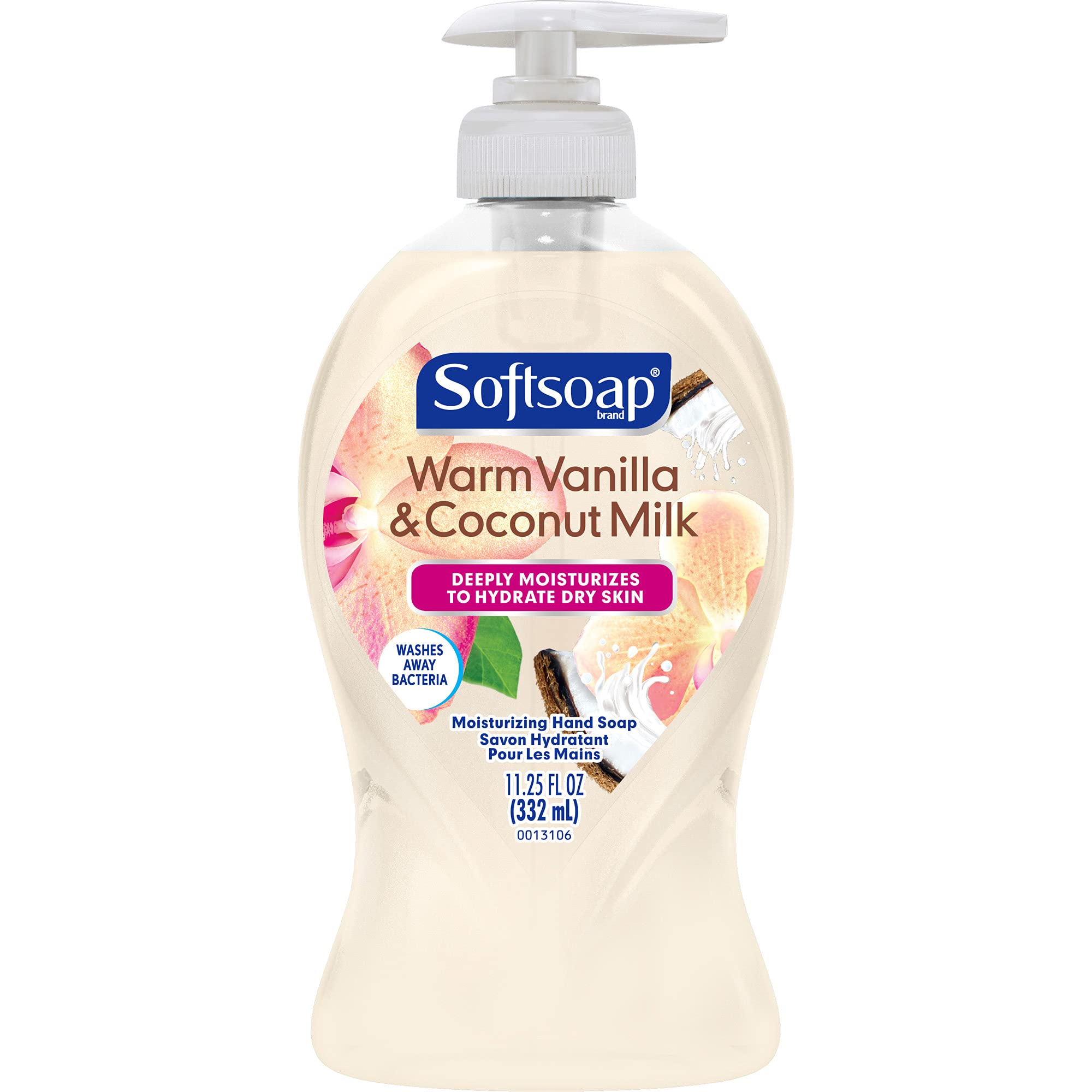 Softsoap Deeply Moisturizing Liquid Hand Soap Pump Warm Coconut Milk, Vanilla, 11.25 Fl Oz
