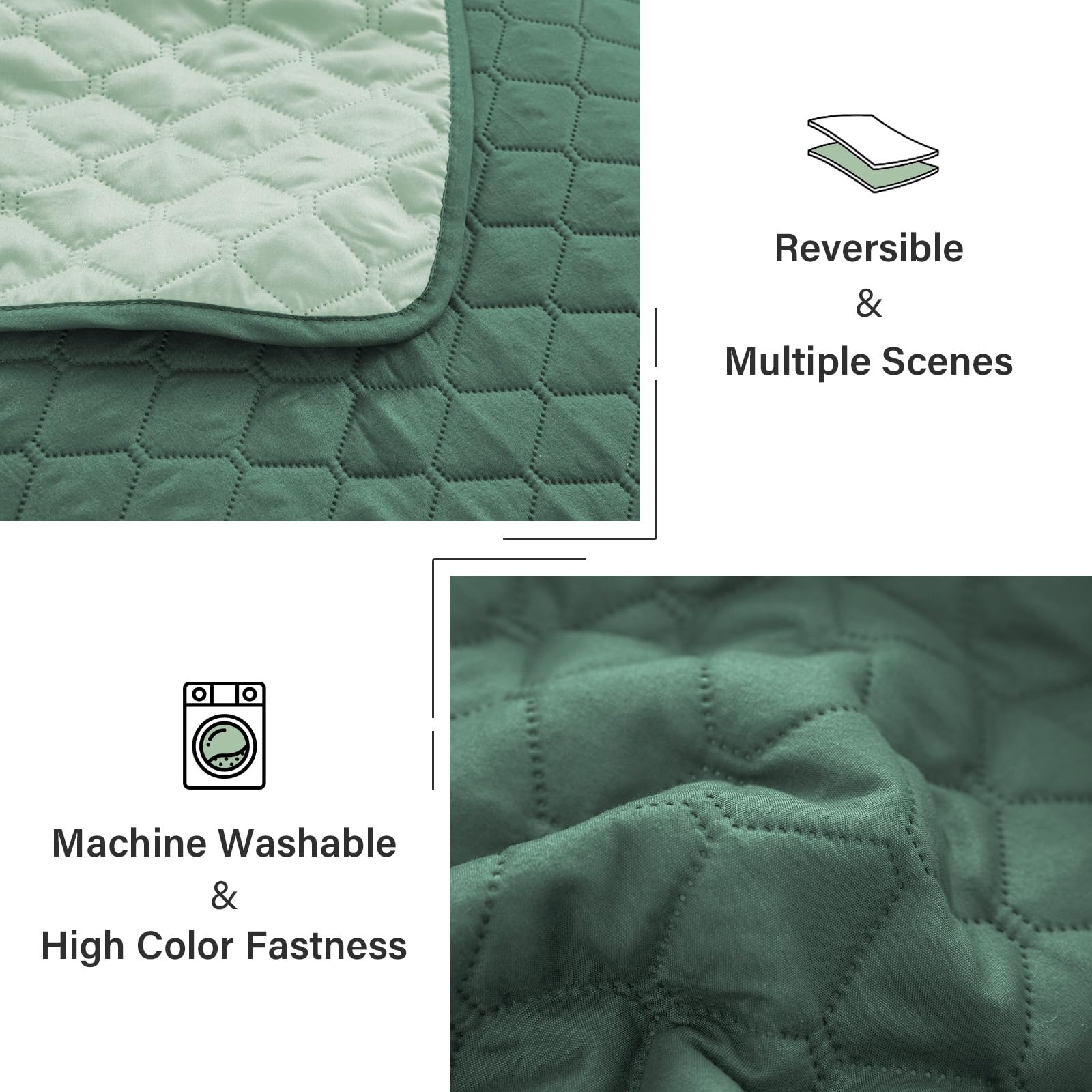 Exclusivo Mezcla Reversible Full Queen Quilt Bedding Set with Pillow Shams, Lightweight Quilts Queen Size, Soft Bedspreads Bed Coverlets for All Seasons - (Lilac Ash, 90"x96")