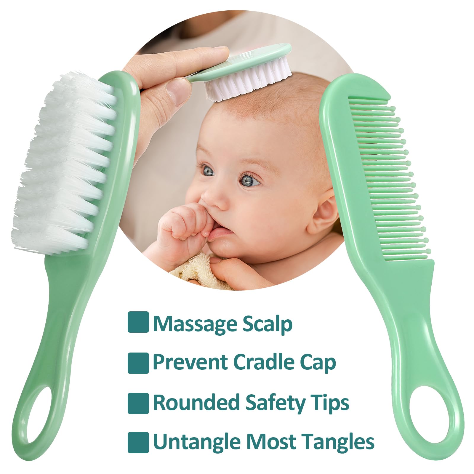 Baby Grooming Kit, Infant Safety Care Set with Hair Brush Comb Nail Clipper Nasal Aspirator,Baby Essentials Kit for Newborn Girls Boys (Grey White)