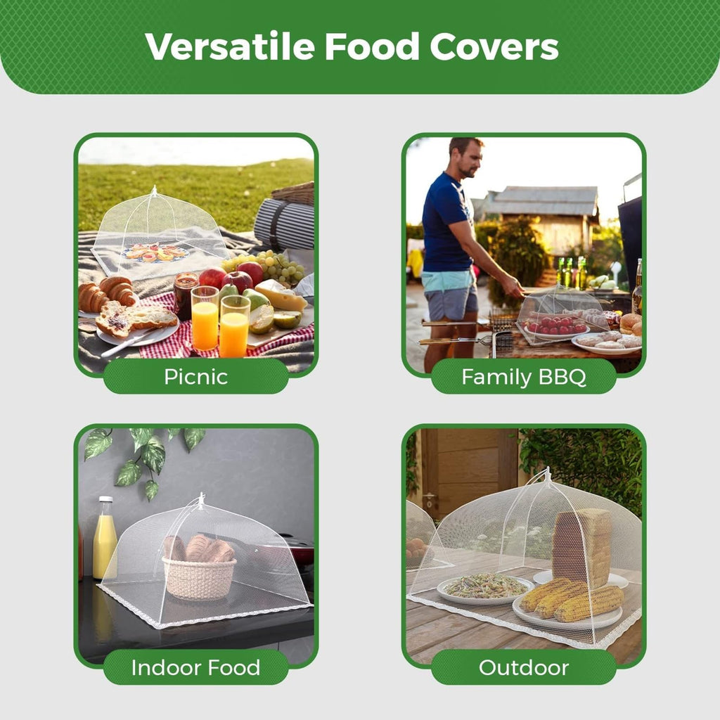 Simply Genius Pop-Up Mesh Food Covers - 17 x 17 in, White, 6 Pack, Large & Tall - Reusable & Collapsible Food Tents for Outdoor Serving