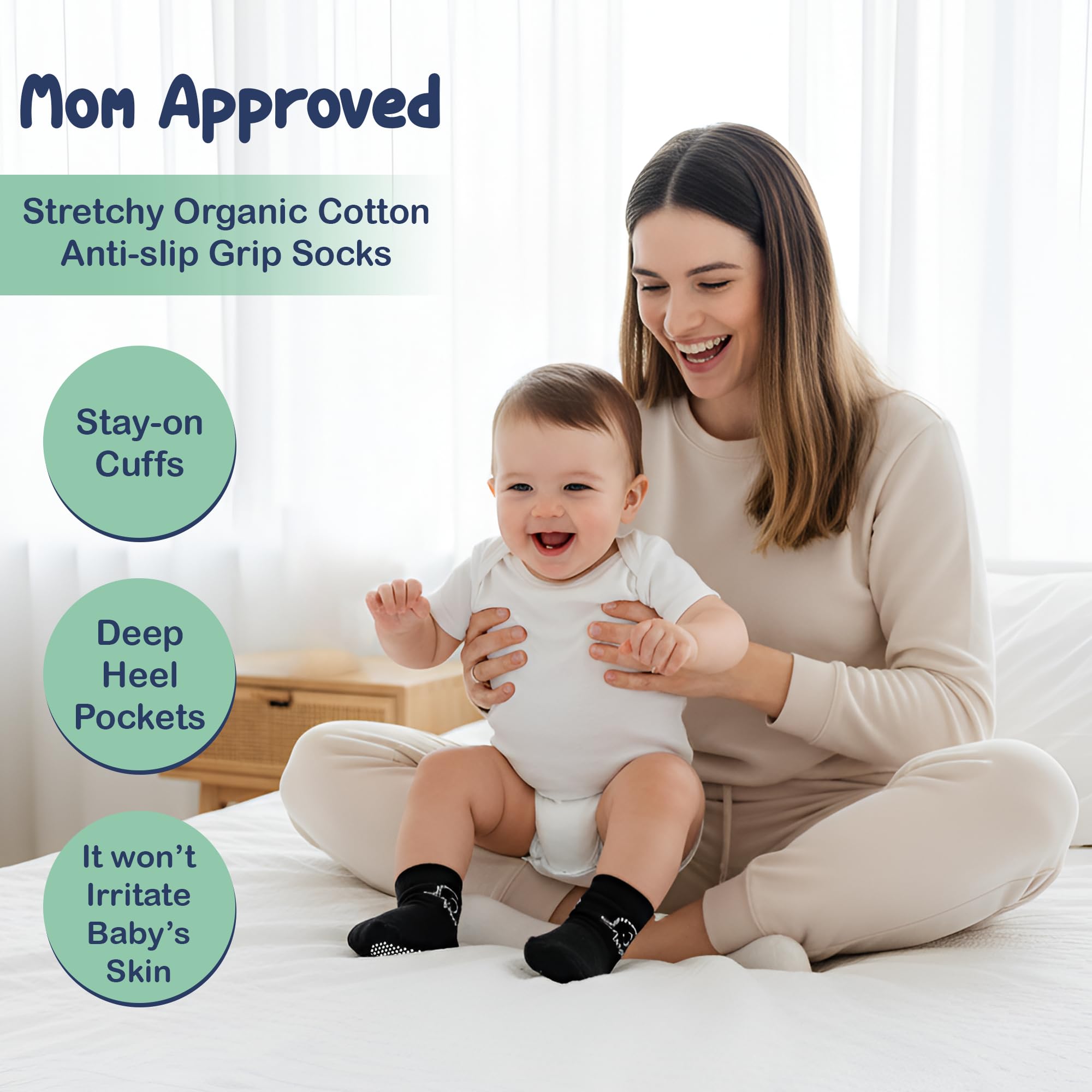 Mother's Choice Organic Cotton Baby Socks Infant 0-6 Months - 12 pairs Soft, Cozy, and Gentle Newborn Socks for Girls & Boys, Perfect Baby Gift for Everyday Wear, and Infant Comfort
