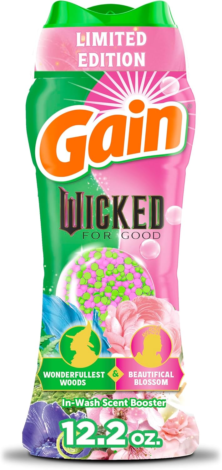 Gain In-Wash Laundry Scent Booster "Wicked: For Good" Limited Edition, Wonderfullest Woods & Beautifical Blossom, 12.2 oz, Fresh Extender + Odor Protection Laundry Beads