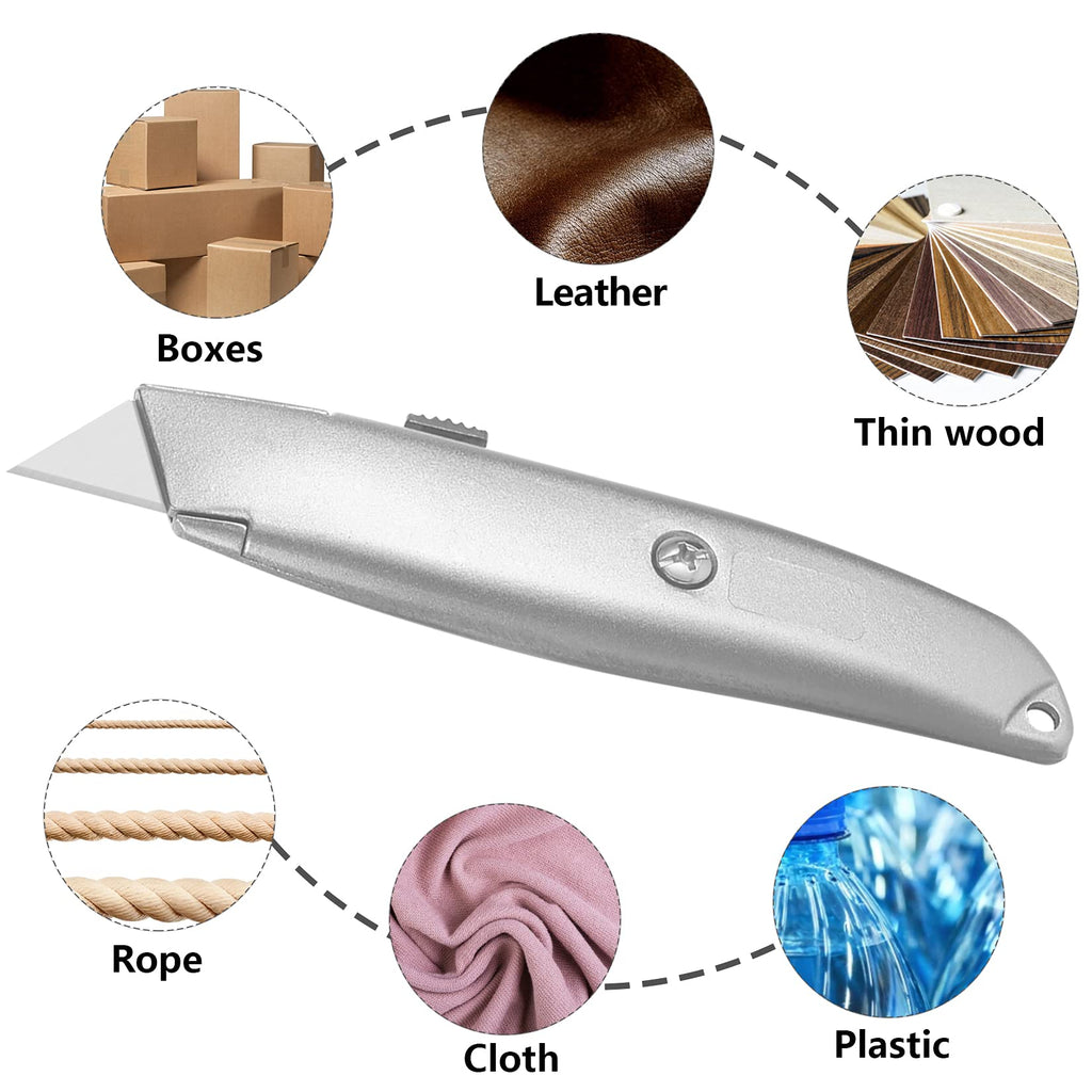 DIYSELF 2Pack Utility Knife Box Cutter Retractable Razor Blade Heavy Duty Box Cutters Knife PVC Pipe Cutter (Red)