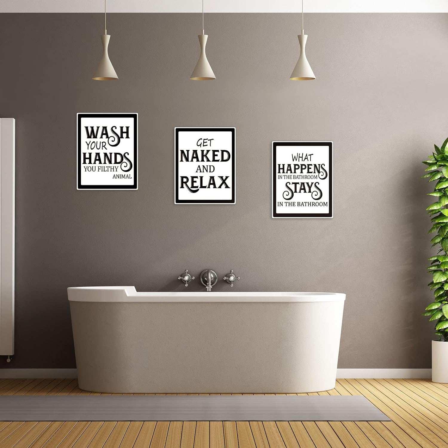 Zonon 9 Pieces Bathroom Wall Decor, Funny Vintage Bathroom Signs Washroom Quotes Sayings Art Prints Washroom Posters for Wall Restroom Toilet Decoration Pictures, Unframed(Black Font)