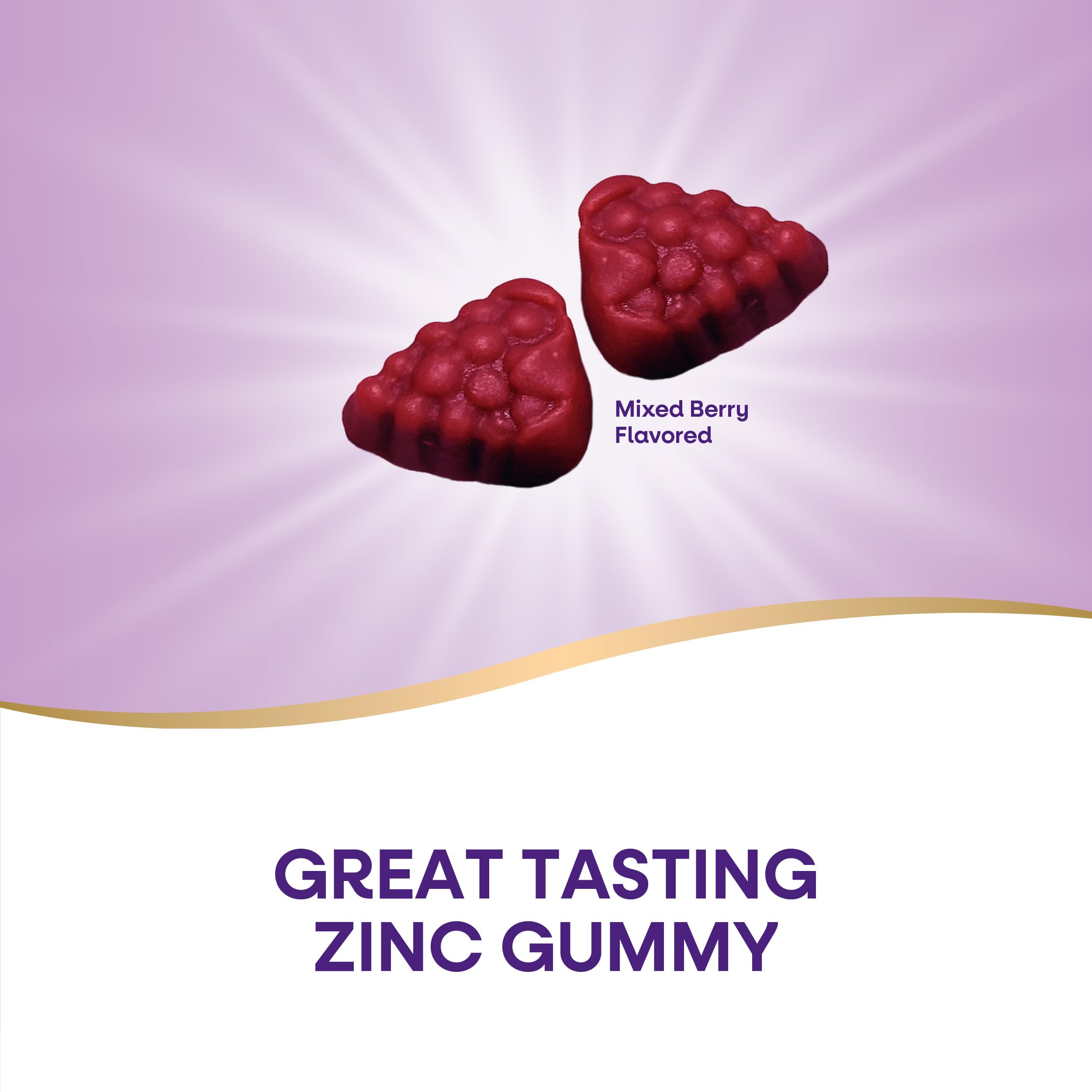Nature's Way Zinc Gummies, Immune Support Gummy with 100% Daily Value of Zinc per 1-Gummy Serving*, Adults & Kids 9+, Gluten Free, Plant-Based Pectin, Mixed Berry Flavored, 120 Gummies (Set of 2)