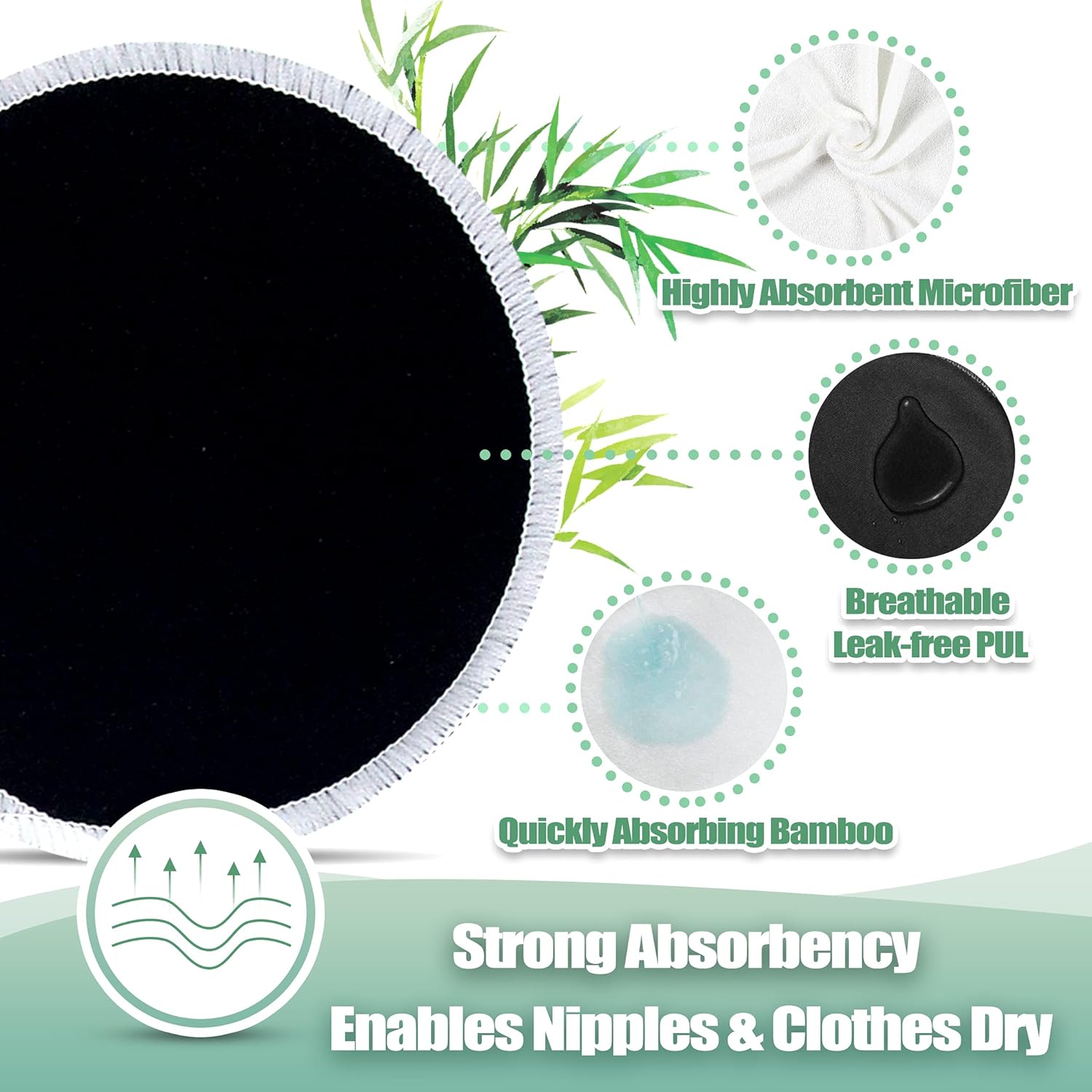 wegreeco Nursing Breast Pads (14 Pack) + Laundry Bag & Travel Storage Bag, 4.7 inch Option - Washable & Reusable Breastfeeding Nursing Pads (Mild, Large)