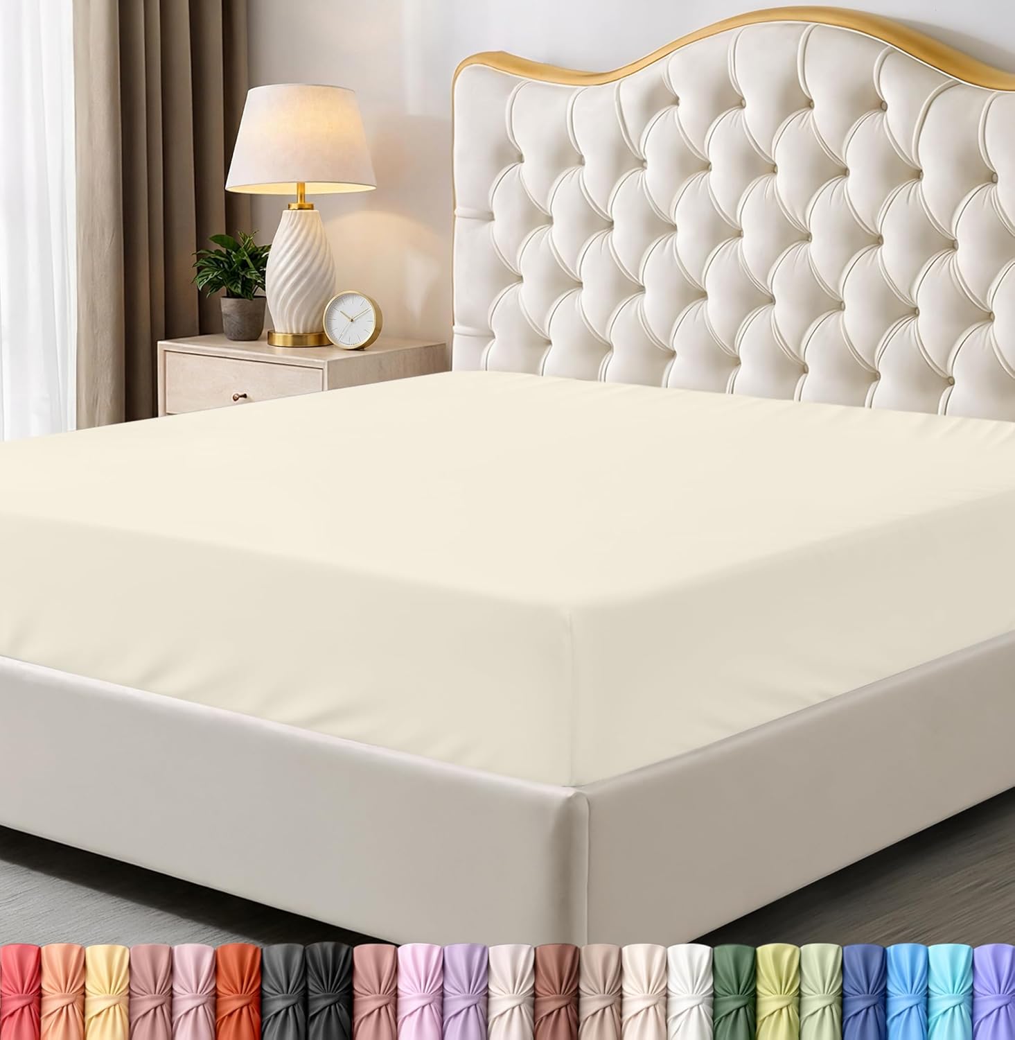 Utopia Bedding Queen Fitted Sheet - Bottom Sheet - Deep Pocket - Soft Microfiber - Shrinkage and Fade Resistant - Easy Care -1 Fitted Sheet Only (Beige)