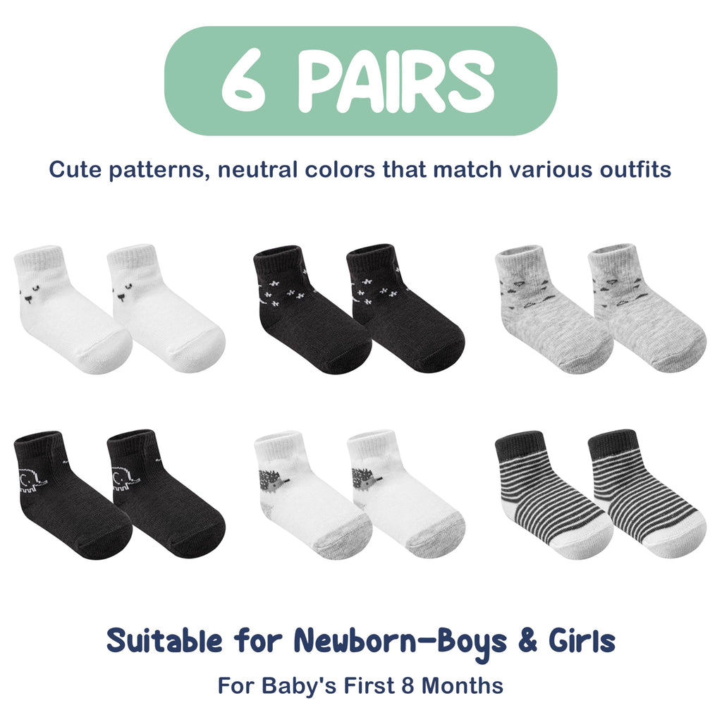 Mother's Choice Organic Cotton Baby Socks Infant 0-6 Months - 12 pairs Soft, Cozy, and Gentle Newborn Socks for Girls & Boys, Perfect Baby Gift for Everyday Wear, and Infant Comfort