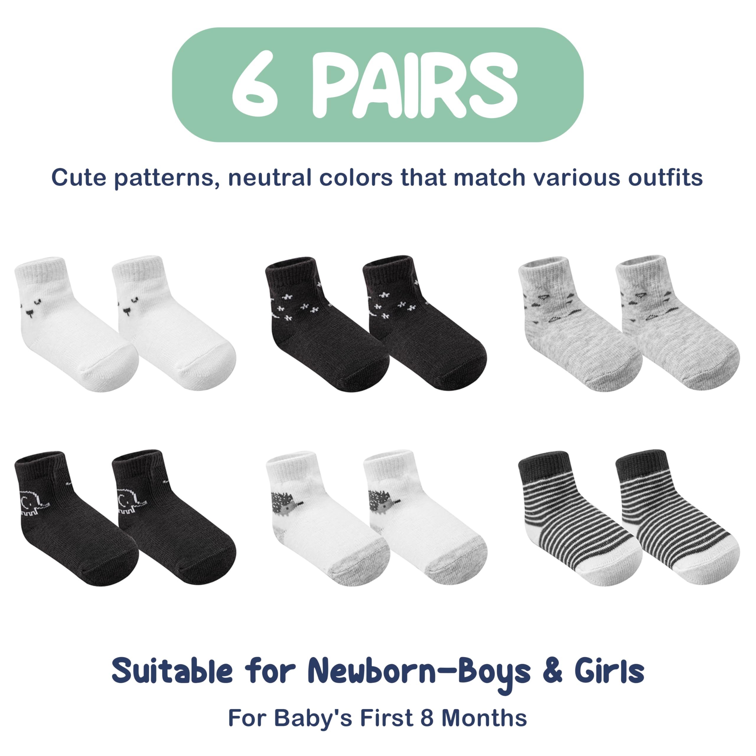 Mother's Choice Organic Cotton Baby Socks Infant 0-6 Months - 12 pairs Soft, Cozy, and Gentle Newborn Socks for Girls & Boys, Perfect Baby Gift for Everyday Wear, and Infant Comfort