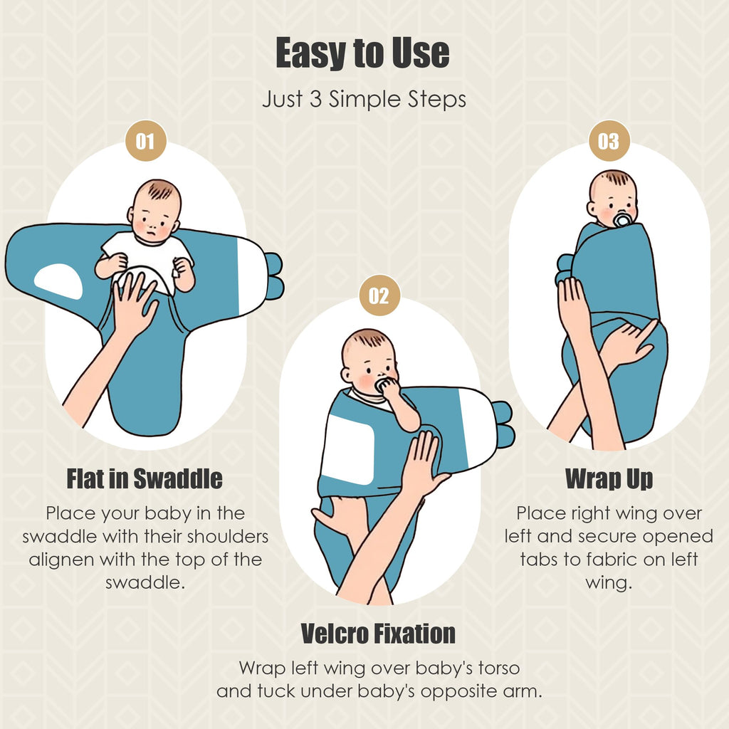 SWEET DOLPHIN 3-Pack Baby Swaddle Sleep Sacks - Newborn Swaddle Blanket with Soft Cotton - Ergonomic Wrap for Boys and Girls, 0-3 Months, Grey
