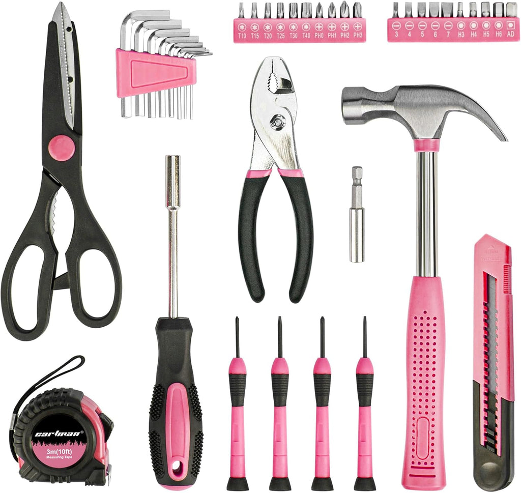 CARTMAN 39 Piece Tool Set General Household Hand Kit with Plastic Toolbox Storage Case Orange