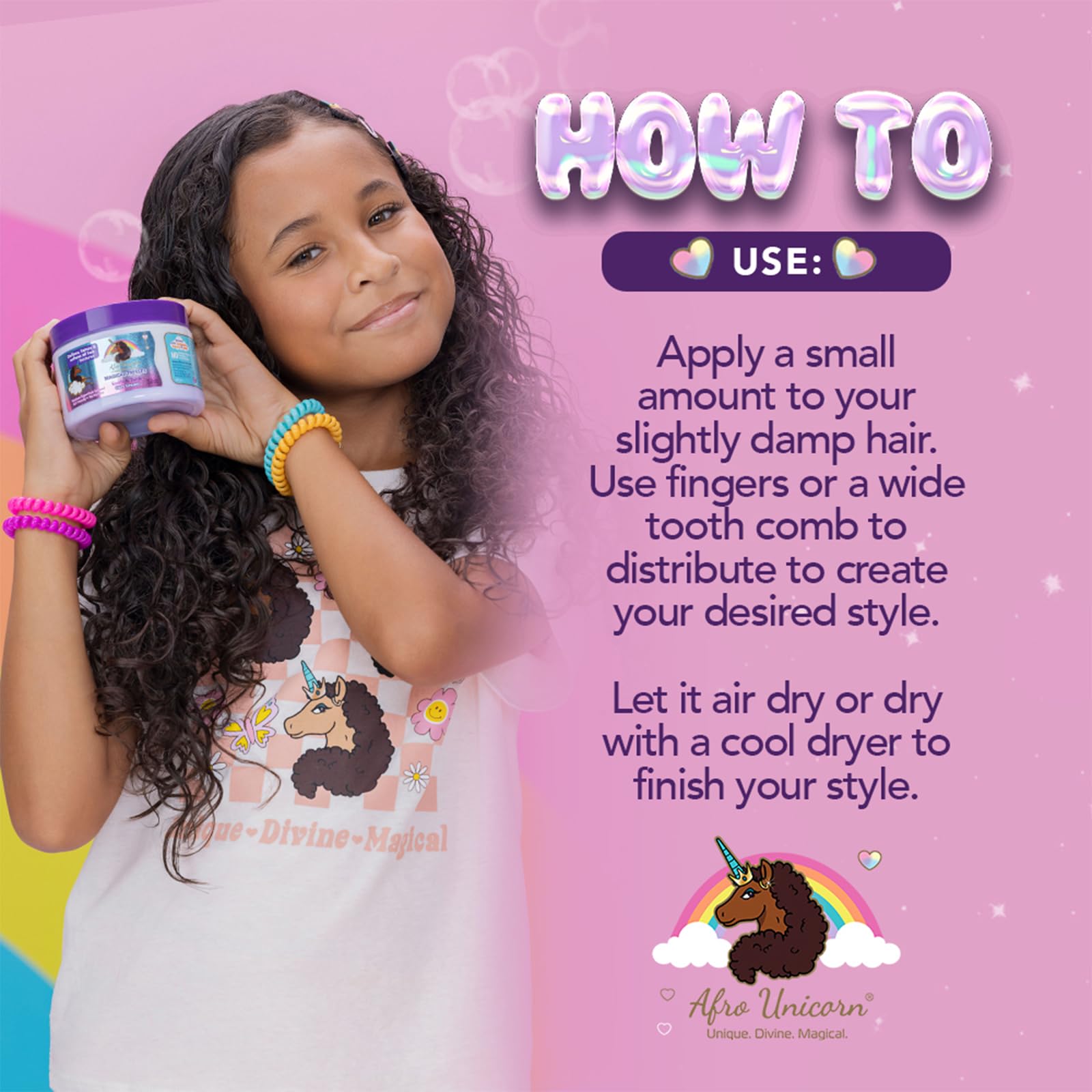 Afro Unicorn Curl Cream - Defining, Taming, and Softening Curly, Coily, and Wavy Hair Cream - Contains Coconut Oil - 3 Pack