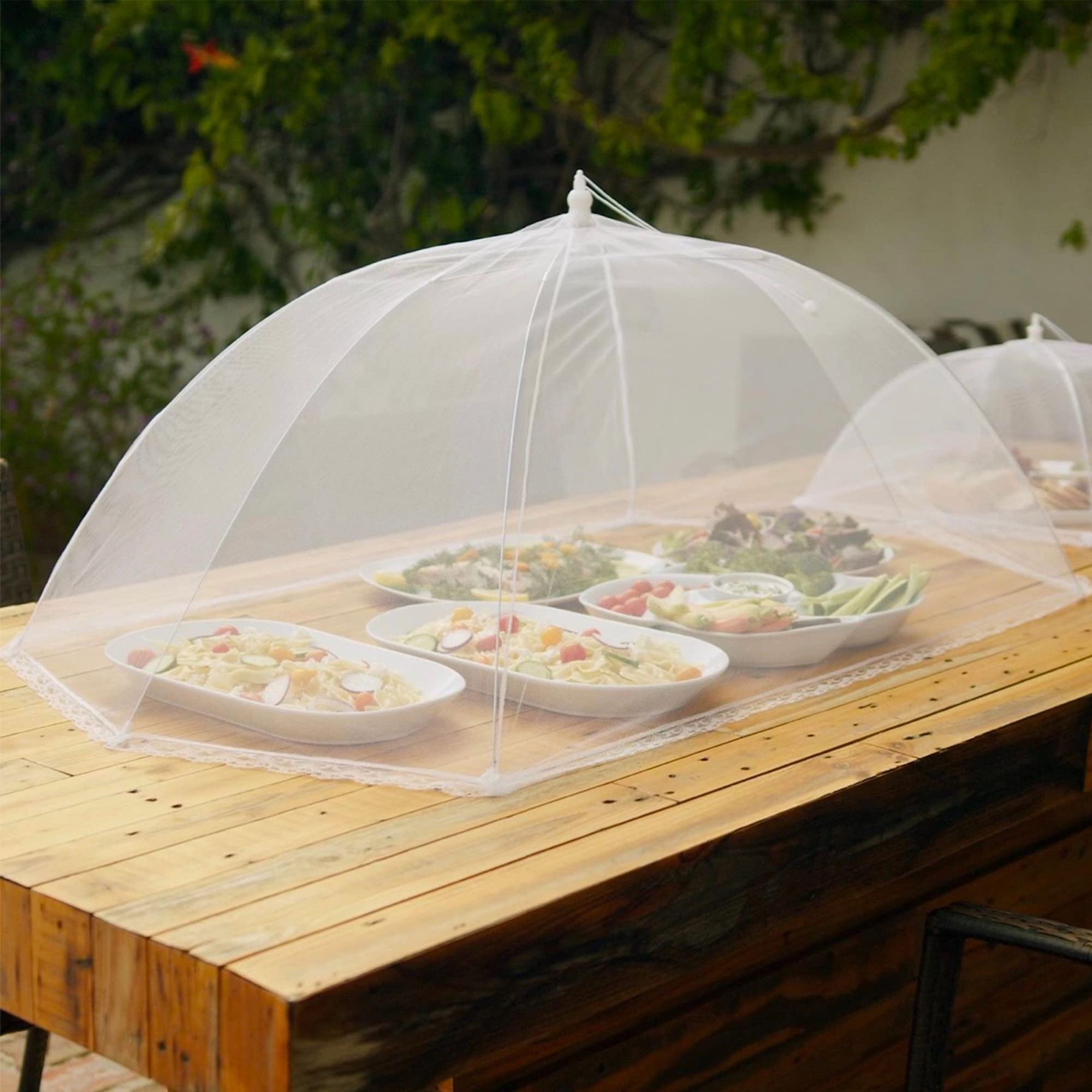 Simply Genius Pop-Up Mesh Food Covers - 17 x 17 in, White, 6 Pack, Large & Tall - Reusable & Collapsible Food Tents for Outdoor Serving