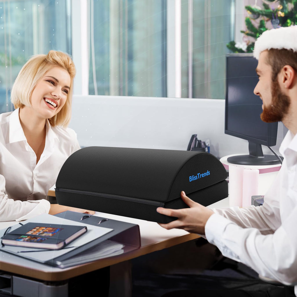 BlissTrends Foot Rest for Under Desk at Work-Versatile Foot Stool with Washable Cover-Comfortable Footrest with 2 Adjustable Heights for Car,Home and Office to Relieve Back,Lumbar,Knee Pain-Black