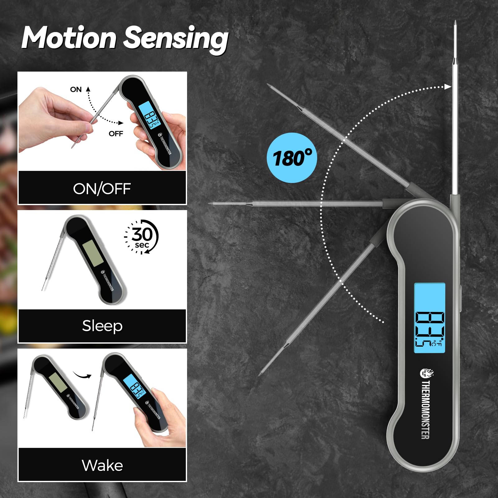 0.5 Sec Instant Read Meat Thermometer Digital with ±0.5℉ Precision, Food Thermometer for Cooking Kitchen Gadgets, Oven Grill Candy BBQ Essentials Accessories, Gifts for Him Dad Men Birthday, Red