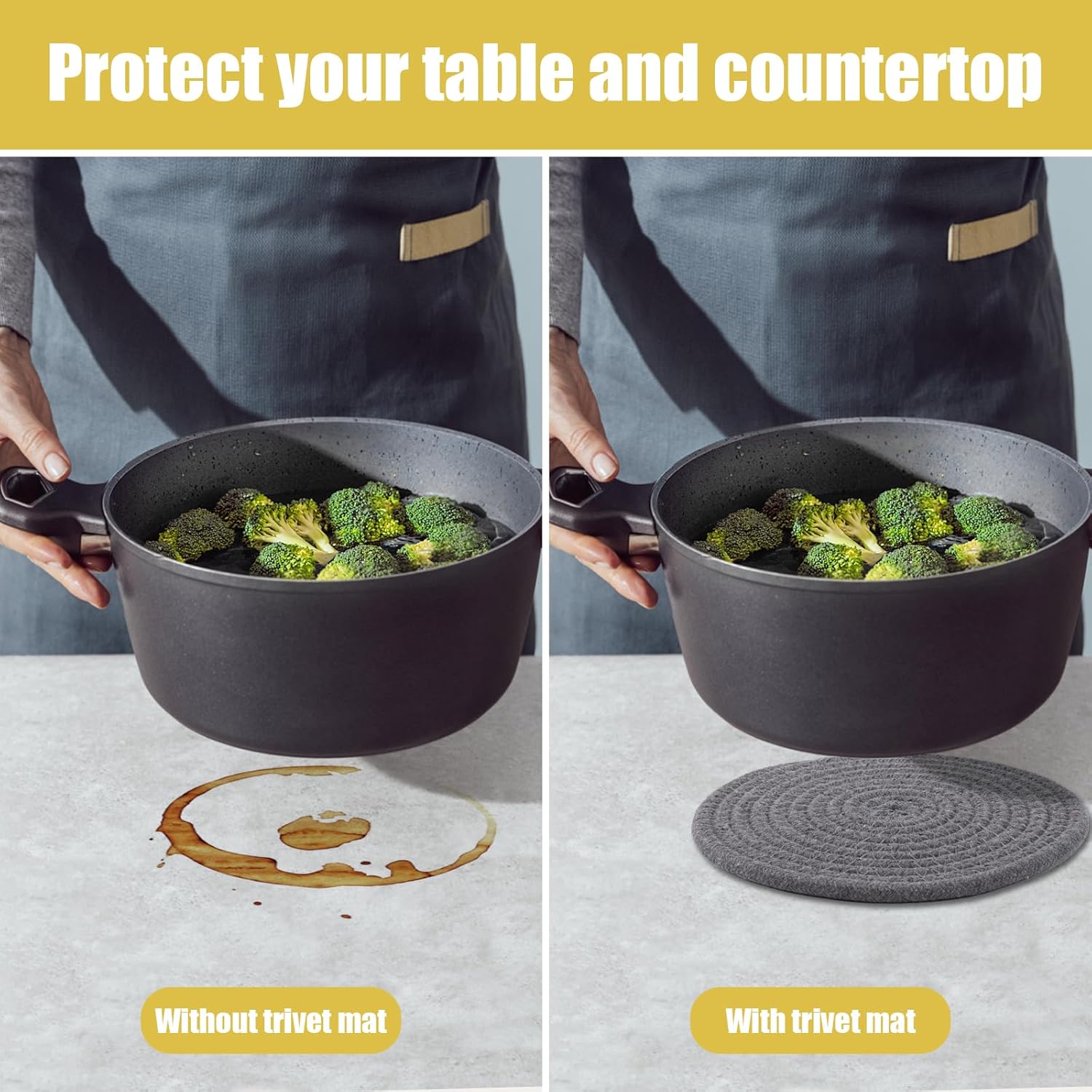 Trivets for Hot Dishes, Hot Pads for Kitchen, 7'' Trivets for Hot Pots and Pans, Pot Holders for Kitchen, Pot Holders Heat Resistant 4-Pcs, Kitchen Essentials for New Home