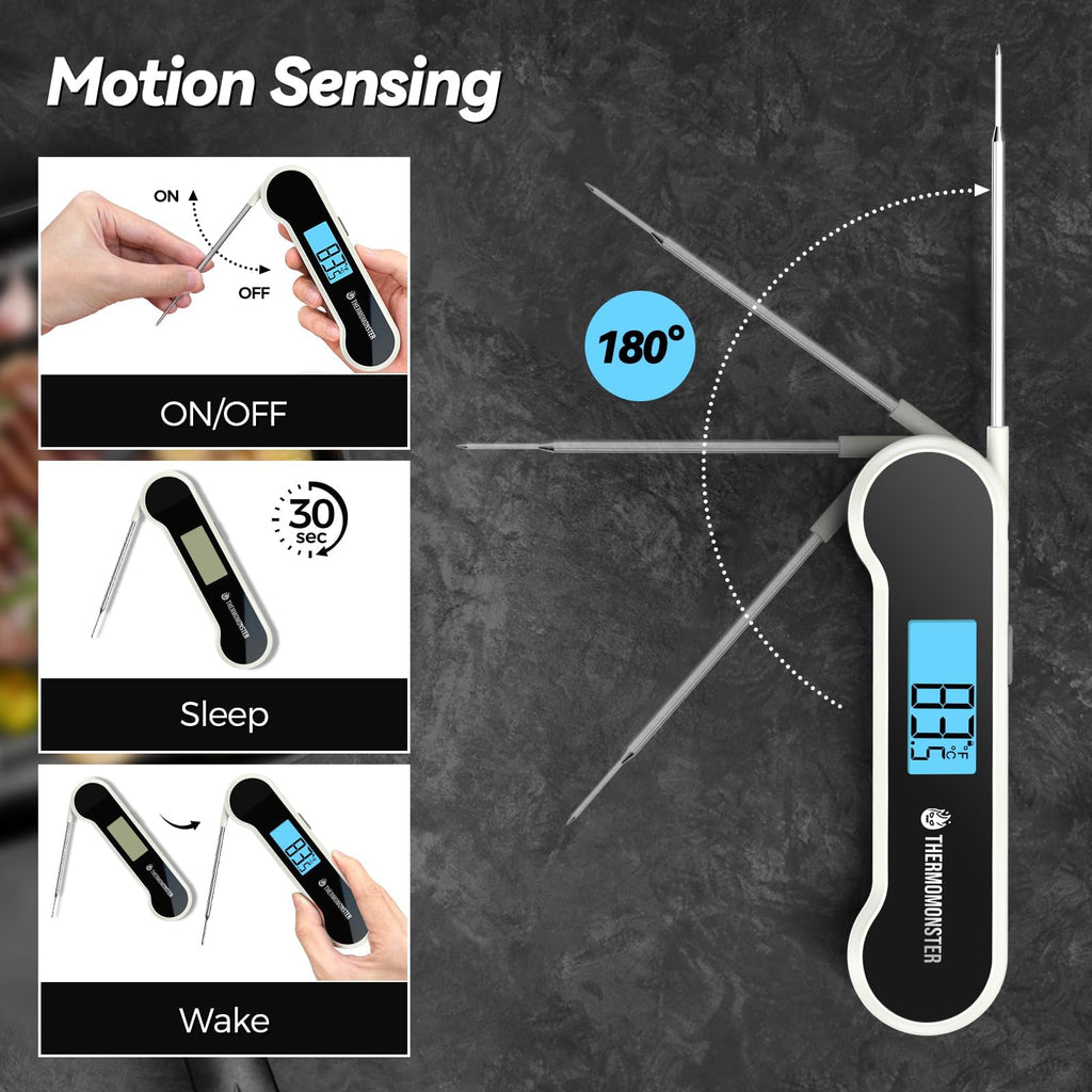 0.5 Sec Instant Read Meat Thermometer Digital with ±0.5℉ Precision, Food Thermometer for Cooking Kitchen Gadgets, Oven Grill Candy BBQ Essentials Accessories, Gifts for Him Dad Men Birthday, Red