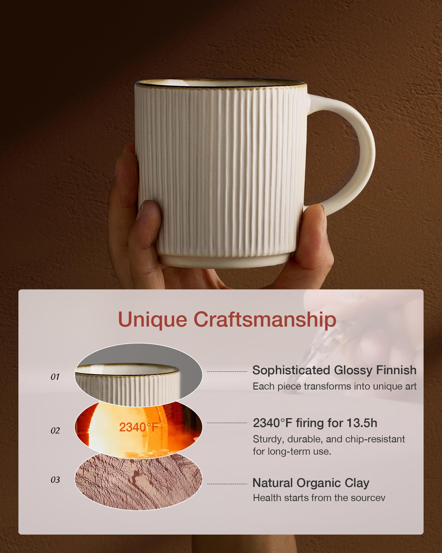 famiware Coffee Mugs Set of 6, Starlight 11 oz Mug Cup Set with Handle for Coffee, Tea, Cocoa, Milk - Ceramic Stoneware Mug Set, Matte Black Grey