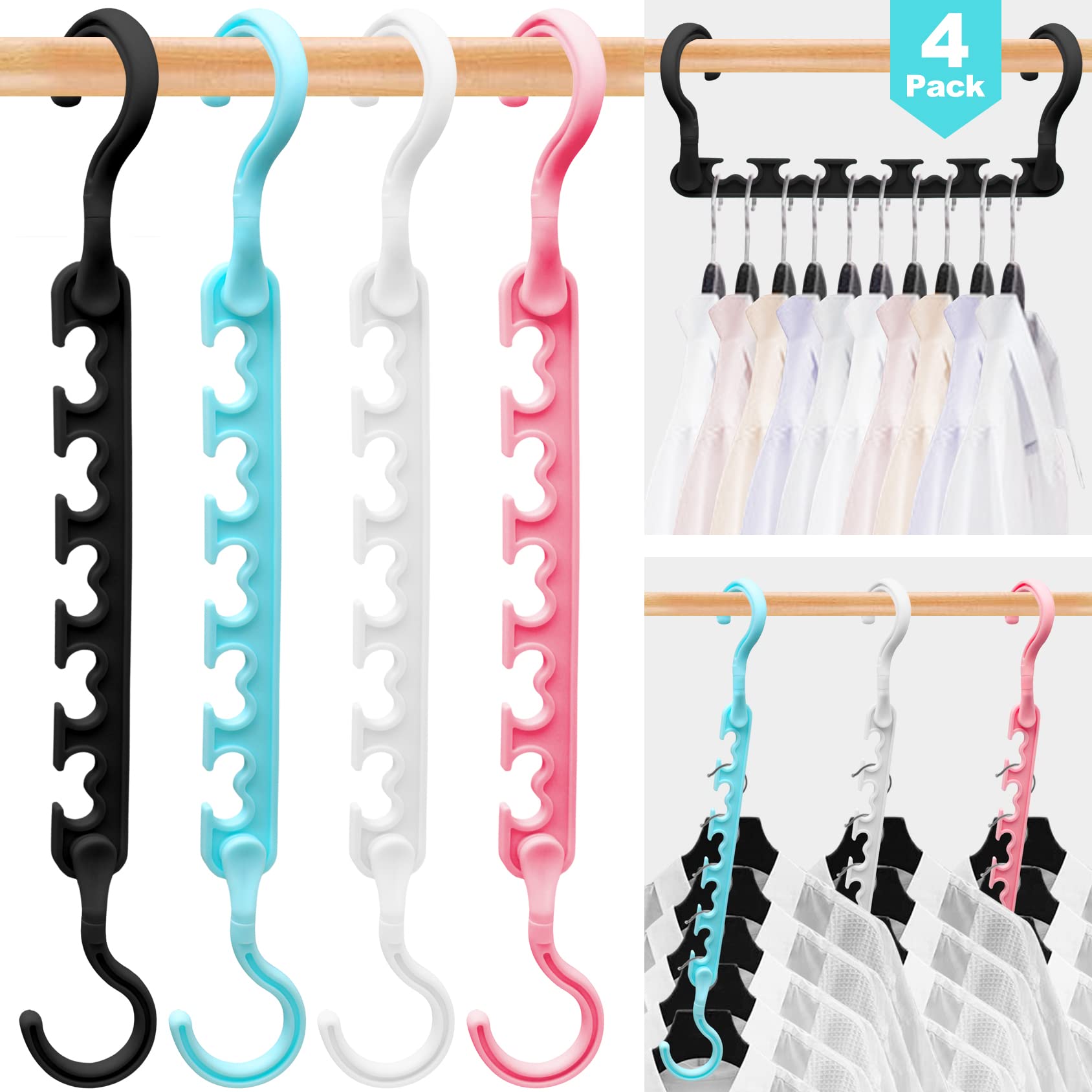 8-Pack-Closet-Organizers-and-Storage,Sturdy Organization-and-Storage-Hangers-Space-Saving for Wardrobe,Dorm-Room-Essentials for College Students Girls Smart Clothes Hanger