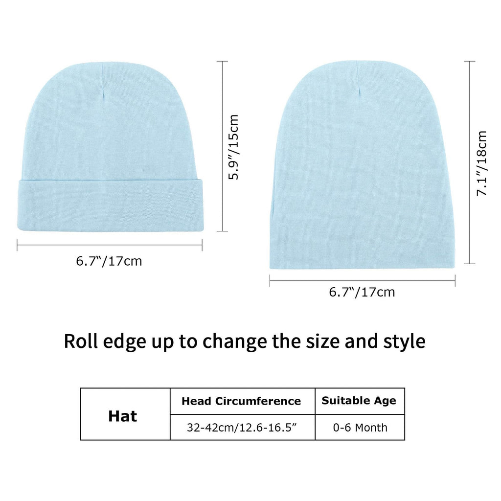 DRESHOW BQUBO 6 Pack Baby Beanie Hats for Unisex Infant Toddler Cotton Beanie Newborn Hospital Hat for Boys Girls 0-6 Months