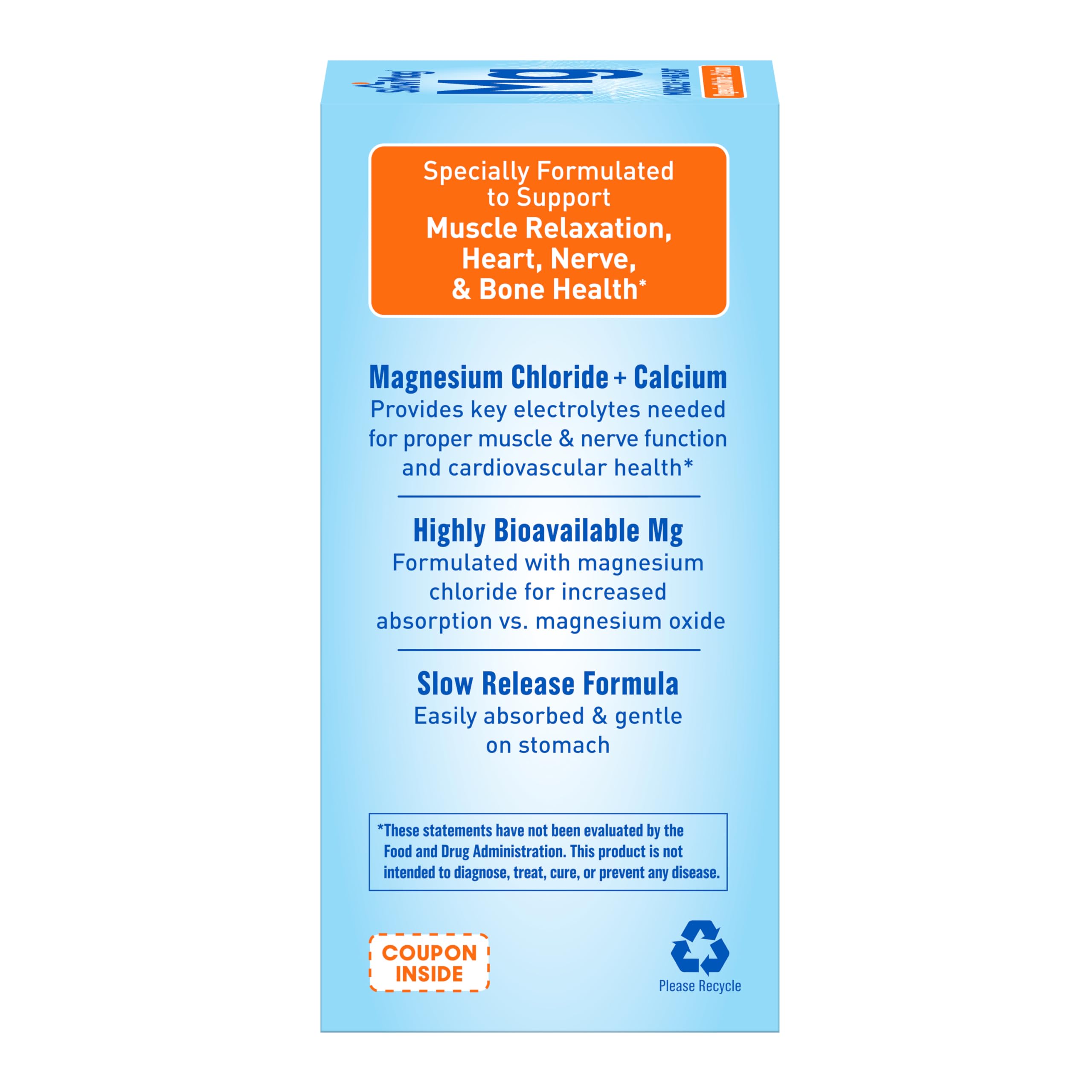 SlowMag Muscle & Heart Magnesium Chloride Supplement with Calcium, 180 Count, Supports Muscle Relaxation, Heart, Nerve & Bone Health, High Absorption