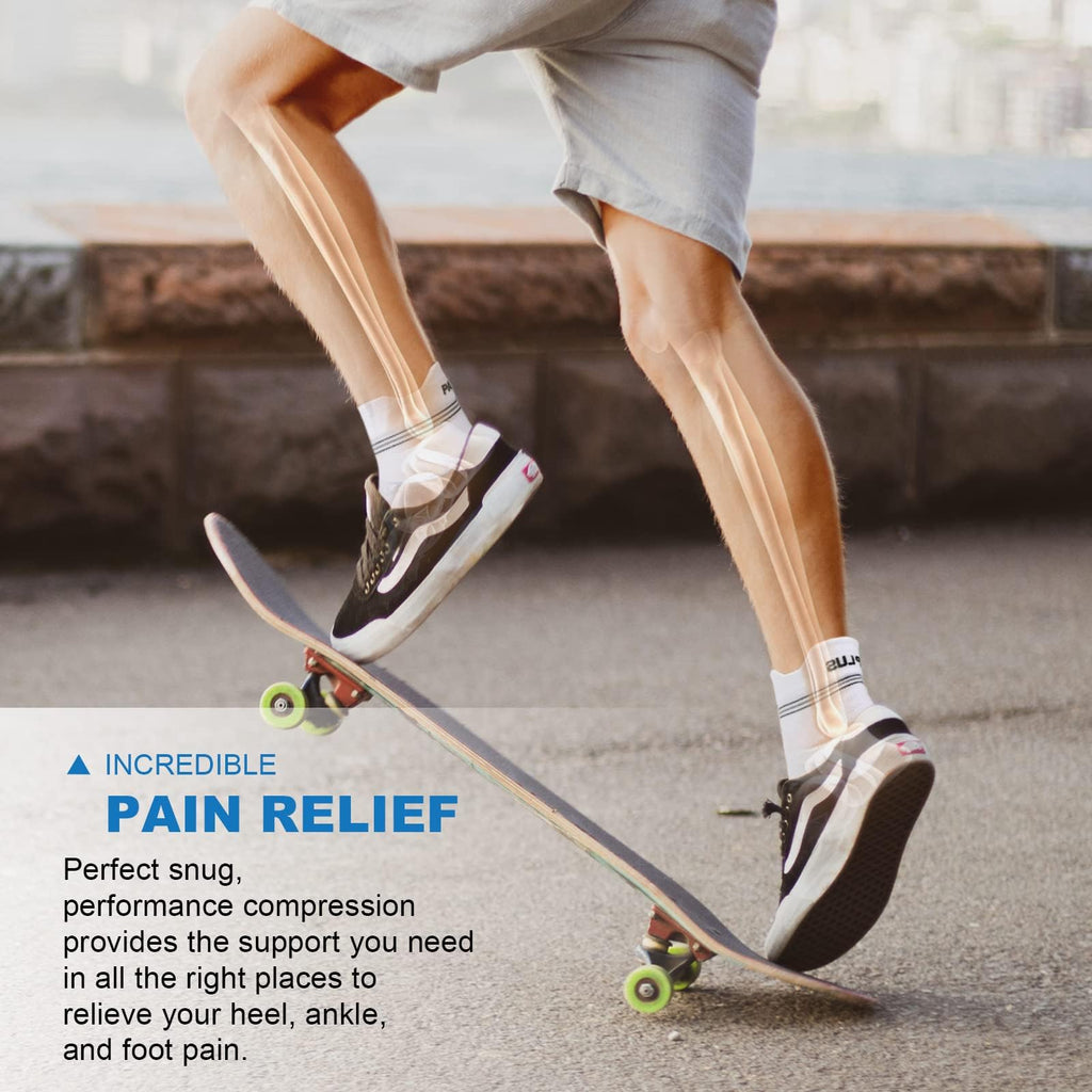 Plantar Fasciitis Sock (6 Pairs) for Men and Women, Compression Foot Sleeves with Arch and Ankle Support, Black, X-Large