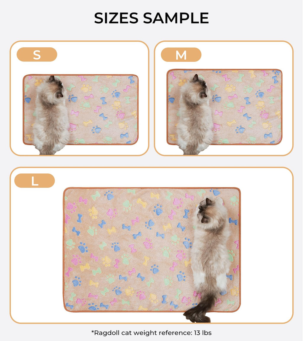 Luciphia 1 Pack 3 Blankets Fluffy Premium Fleece Pet Blanket Flannel Paw Printed Throw for Dog Cat(Small 23x16'', Grey/Brown/Blue)