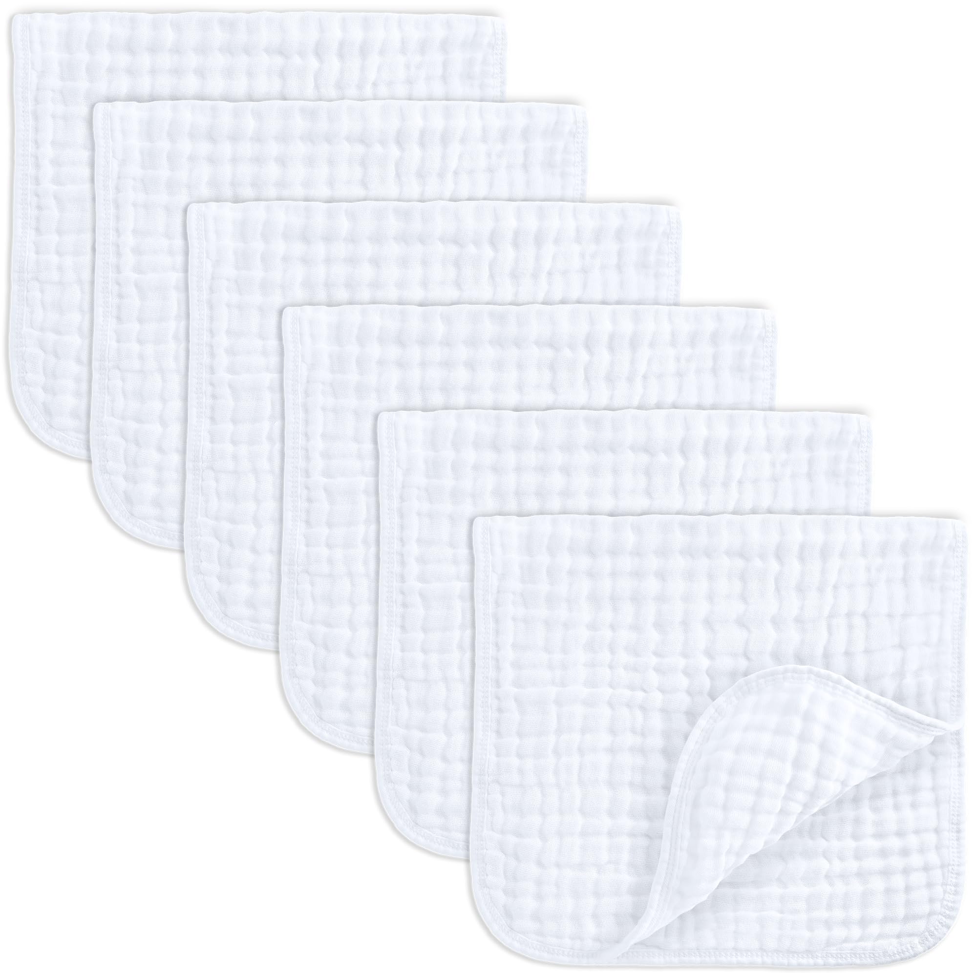 Comfy Cubs Muslin Baby Washcloths 6 Pack - Soft 6-Layer Cotton Wash Cloths for Sensitive Skin - 10"x10" Large, Gentle, Absorbent Infant Essentials for Newborn and Toddlers - Multicolor