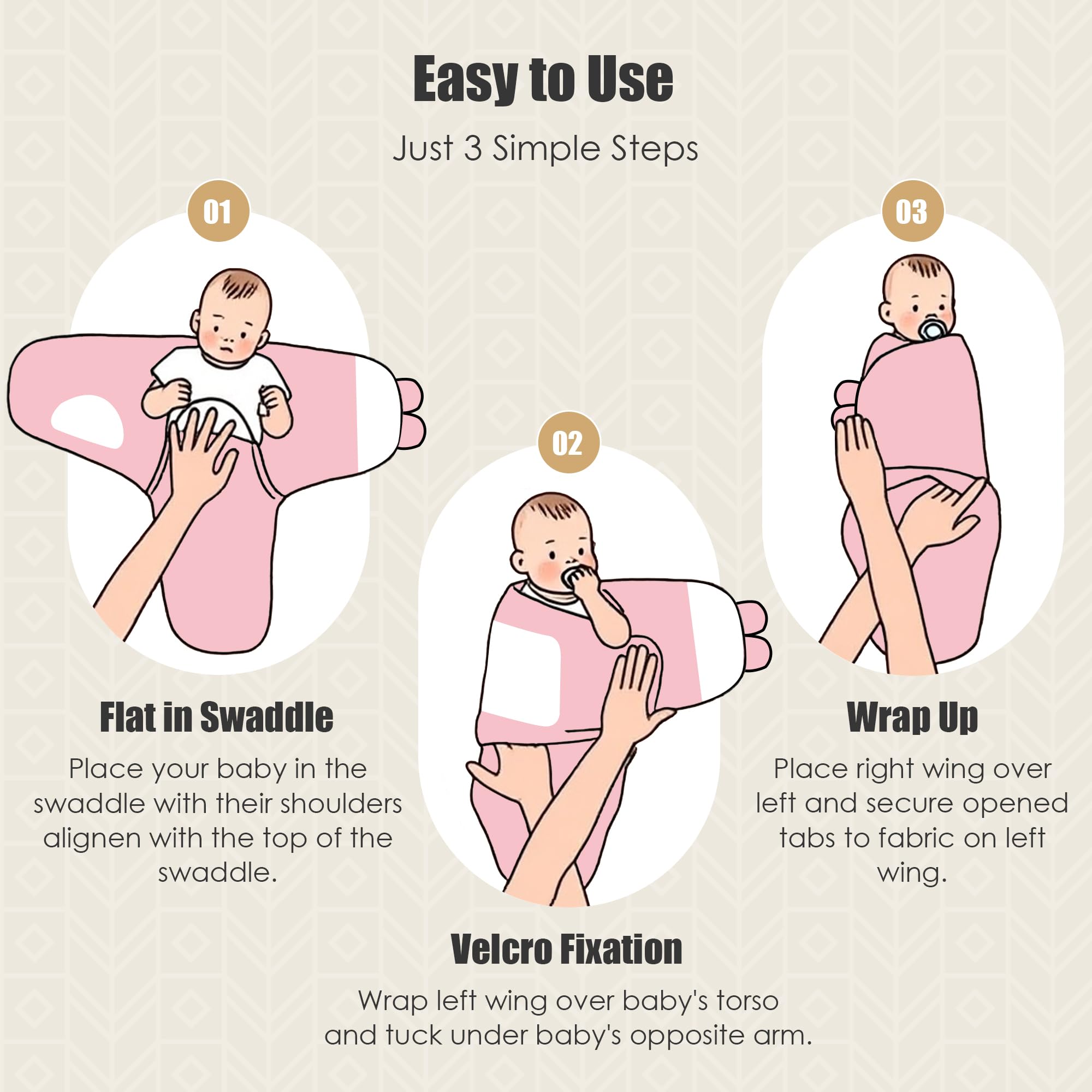 SWEET DOLPHIN 3-Pack Baby Swaddle Sleep Sacks - Newborn Swaddle Blanket with Soft Cotton - Ergonomic Wrap for Boys and Girls, 0-3 Months, Grey