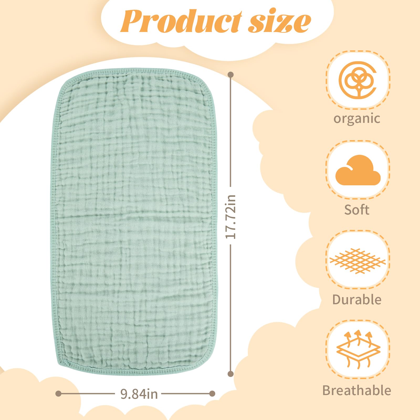 MIGIOL Muslin Burp Cloths 100% Cotton Baby Burp Cloths Soft, Absorbent 10x20 inches for Girls and Boys Baby Essentials