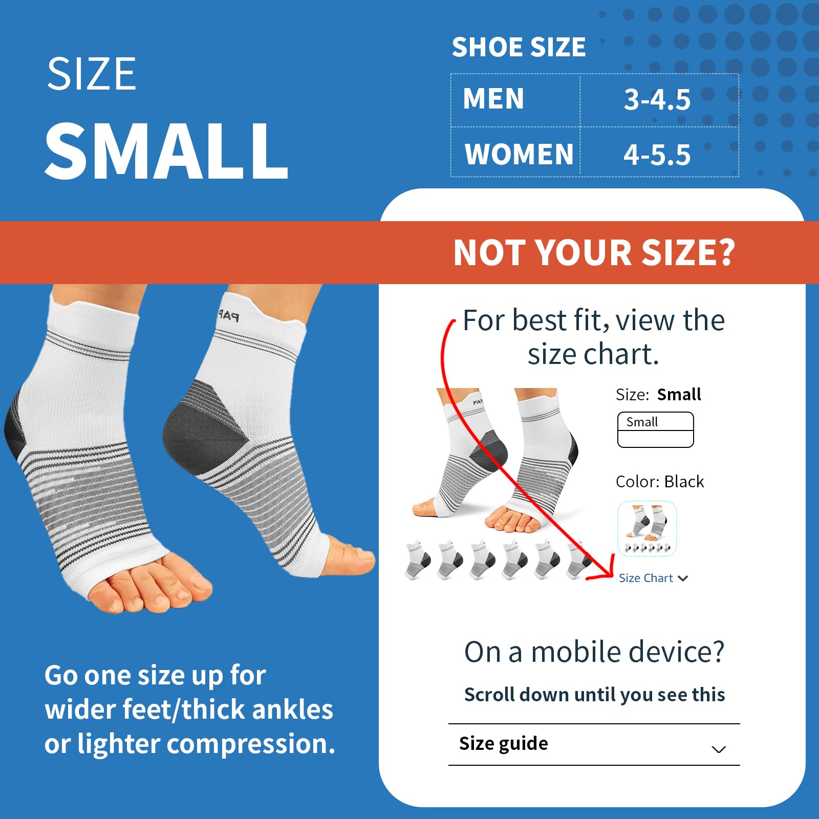 Plantar Fasciitis Sock (6 Pairs) for Men and Women, Compression Foot Sleeves with Arch and Ankle Support, Black, X-Large