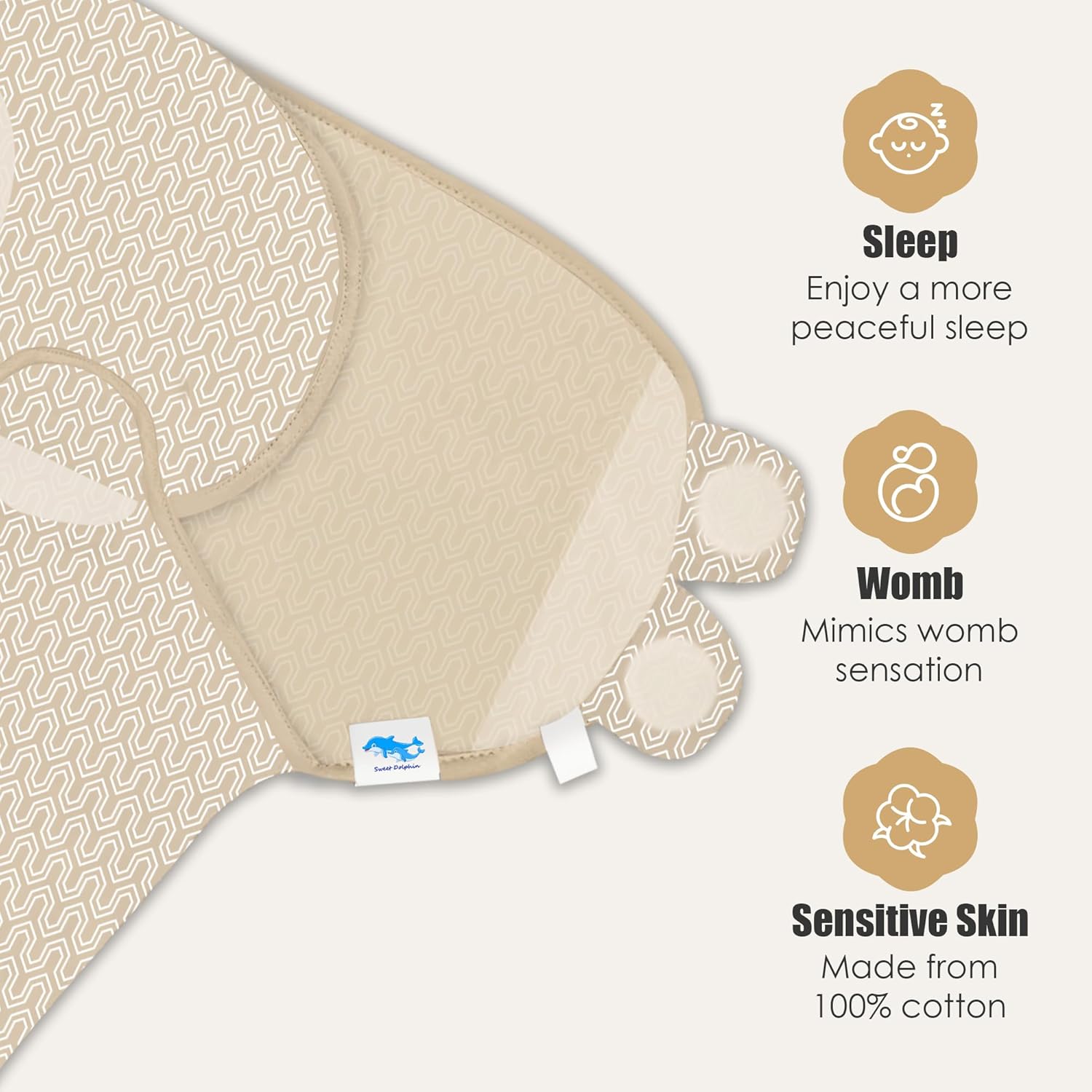 SWEET DOLPHIN 3-Pack Baby Swaddle Sleep Sacks - Newborn Swaddle Blanket with Soft Cotton - Ergonomic Wrap for Boys and Girls, 0-3 Months, Grey