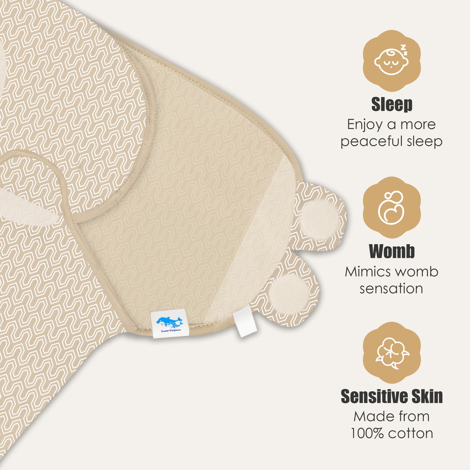 SWEET DOLPHIN 3-Pack Baby Swaddle Sleep Sacks - Newborn Swaddle Blanket with Soft Cotton - Ergonomic Wrap for Boys and Girls, 0-3 Months, Grey