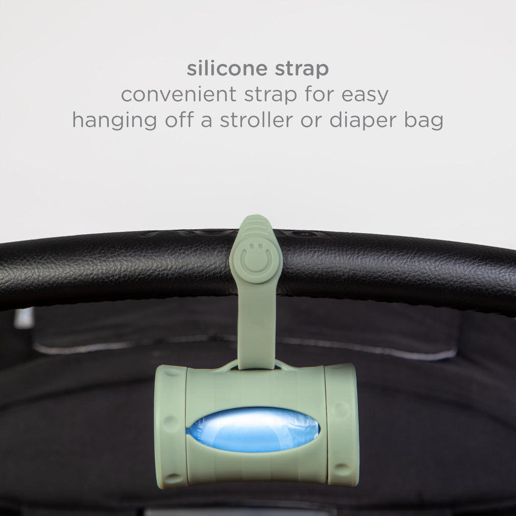 Ubbi Retractable On the Go Bag Dispenser for Travel, Diaper Bag Accessory Must Have for Newborn, Helpful Item, Baby Gift, Lavender Scented, Gray