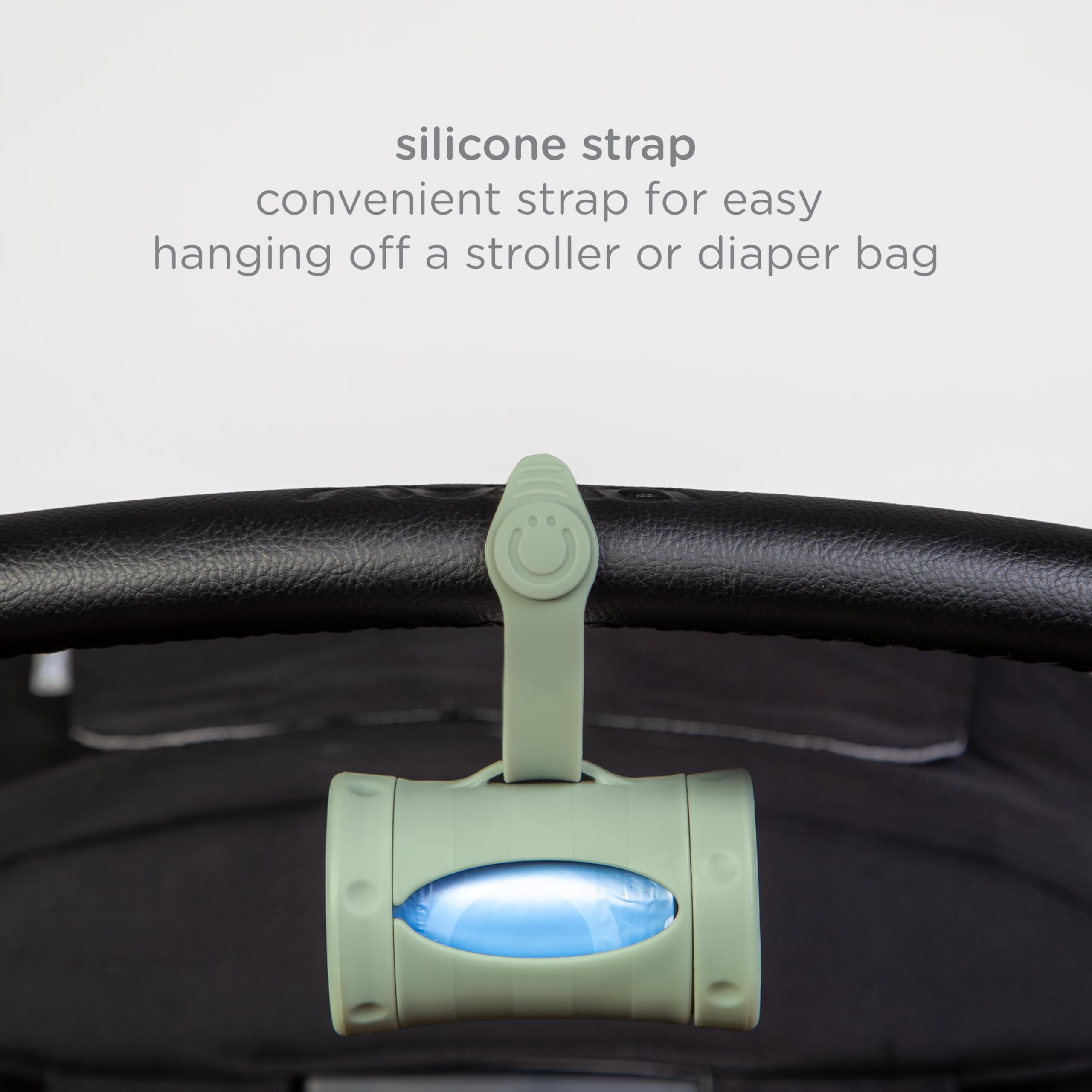 Ubbi Retractable On the Go Bag Dispenser for Travel, Diaper Bag Accessory Must Have for Newborn, Helpful Item, Baby Gift, Lavender Scented, Gray