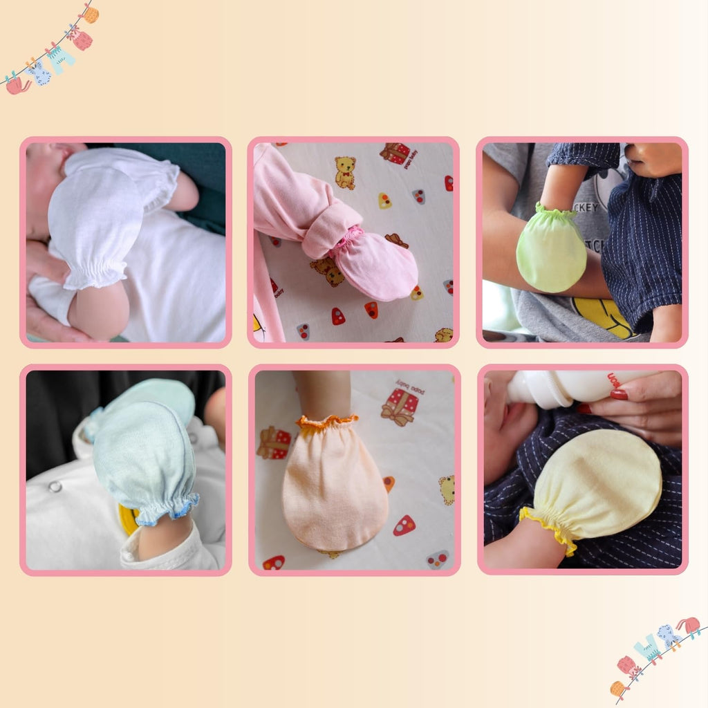 RATIVE Baby Mittens No Scratch Organic Cotton for Newborn 0-6 Months | Baby Essentials Must-Haves for Boys & Girls