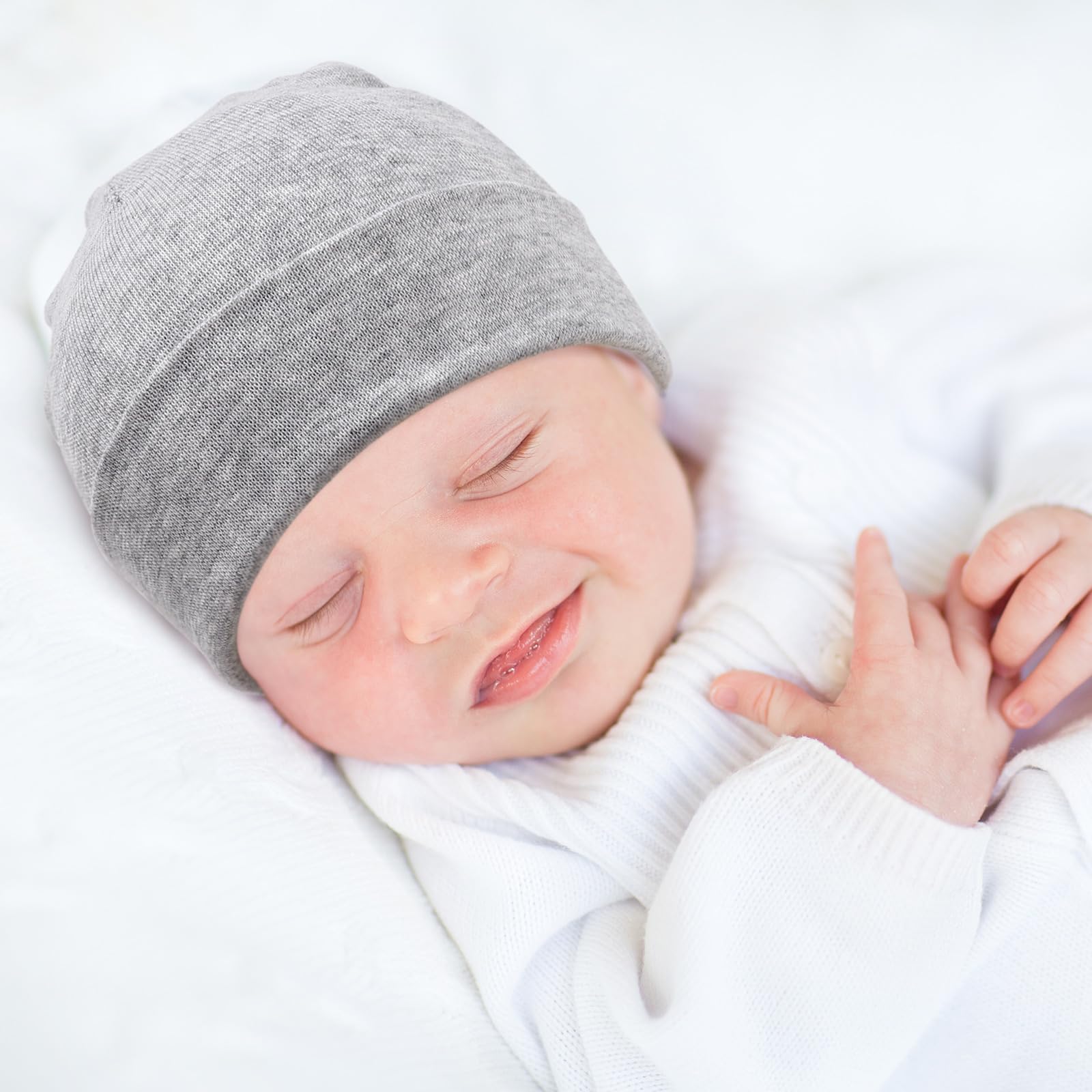 DRESHOW BQUBO 6 Pack Baby Beanie Hats for Unisex Infant Toddler Cotton Beanie Newborn Hospital Hat for Boys Girls 0-6 Months