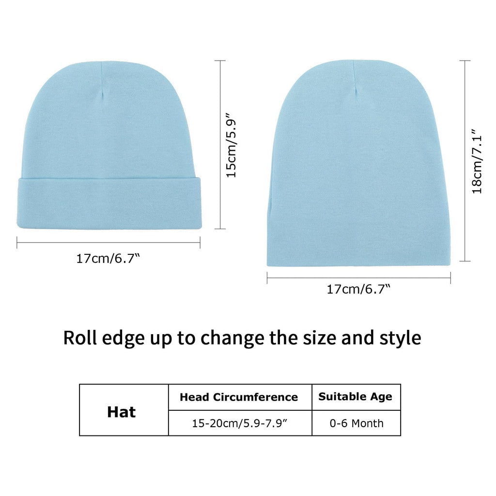DRESHOW BQUBO 6 Pack Baby Beanie Hats for Unisex Infant Toddler Cotton Beanie Newborn Hospital Hat for Boys Girls 0-6 Months