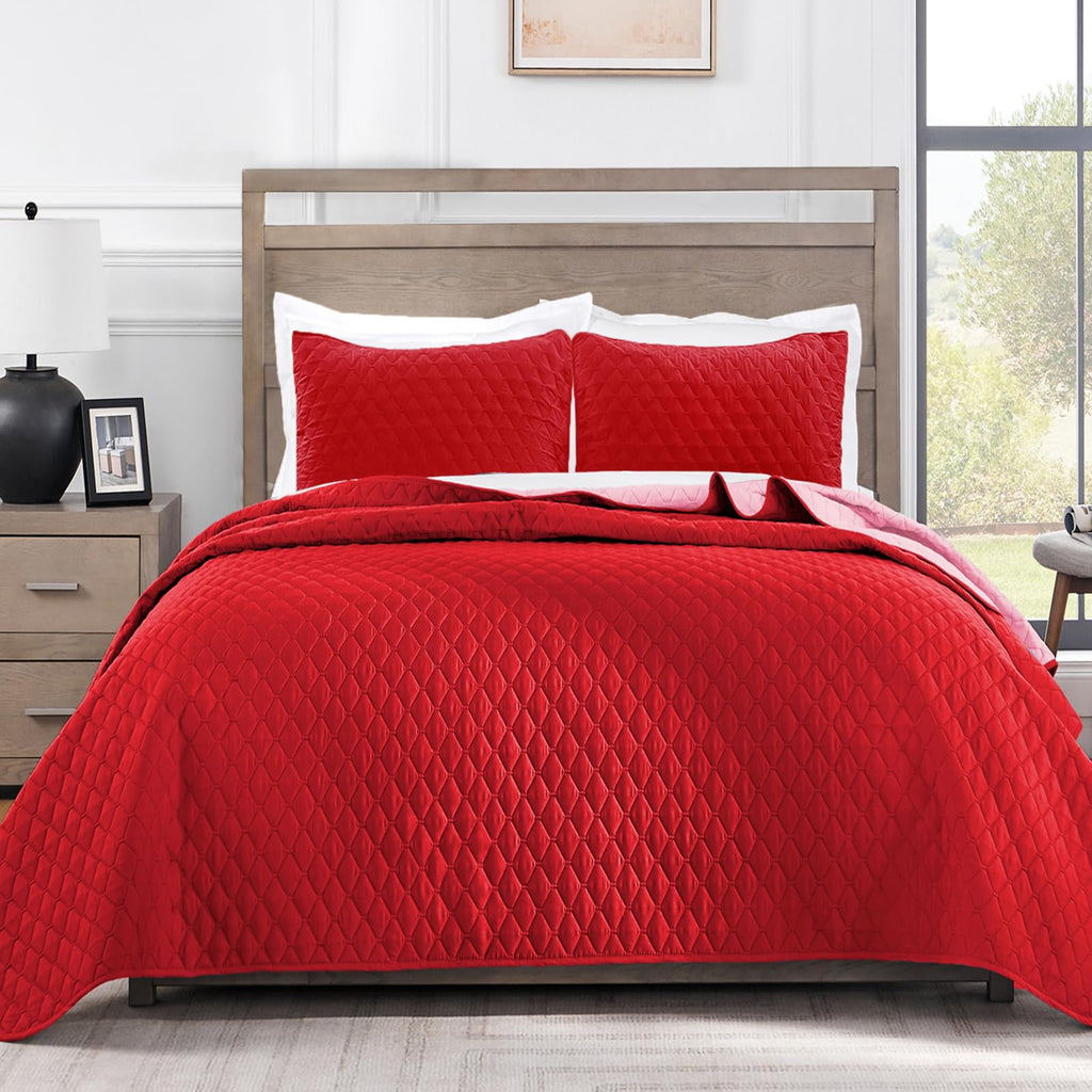 Exclusivo Mezcla Reversible Full Queen Quilt Bedding Set with Pillow Shams, Lightweight Quilts Queen Size, Soft Bedspreads Bed Coverlets for All Seasons - (Lilac Ash, 90"x96")