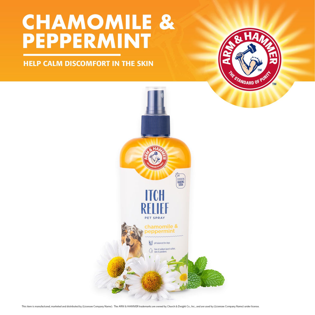 Arm & Hammer for Pets Itch Relief Spray for Dogs - Dog Itch Relief with Baking Soda Chamomile & Peppermint Scent - Professional Dog Skin Care - Anti Itch Spray for Dogs, Itchy Dog Skin Relief 8oz