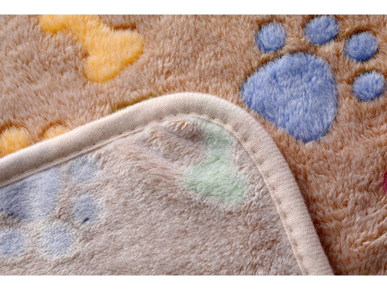 Luciphia 1 Pack 3 Blankets Fluffy Premium Fleece Pet Blanket Flannel Paw Printed Throw for Dog Cat(Small 23x16'', Grey/Brown/Blue)
