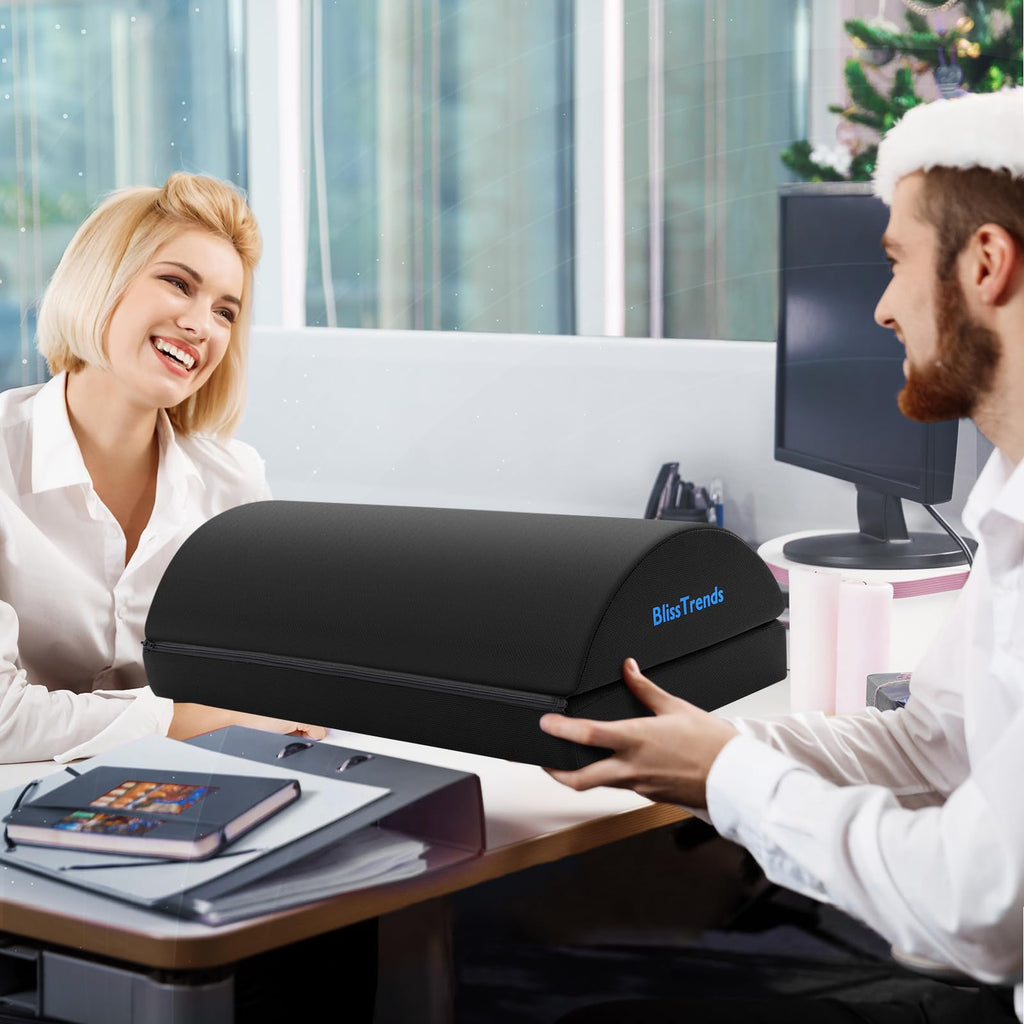 BlissTrends Foot Rest for Under Desk at Work-Versatile Foot Stool with Washable Cover-Comfortable Footrest with 2 Adjustable Heights for Car,Home and Office to Relieve Back,Lumbar,Knee Pain-Black